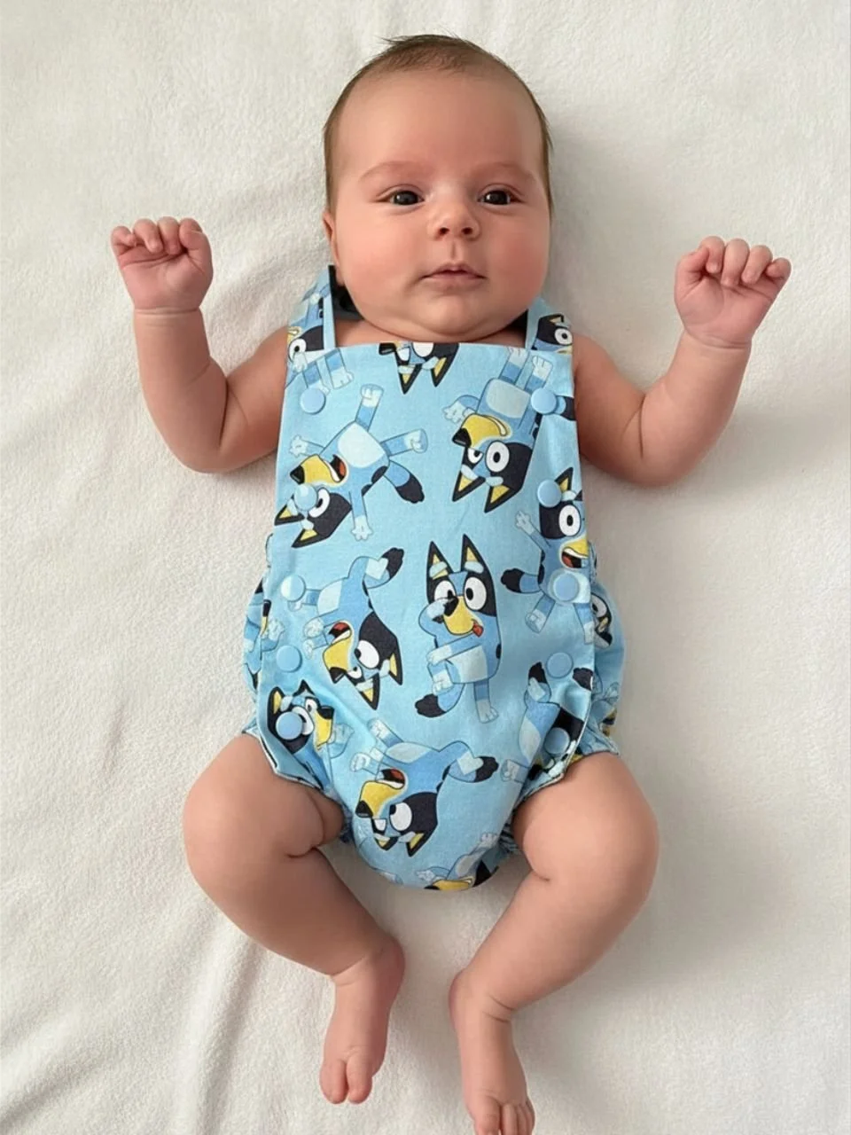 Blue Dog Overall Onesie - 3 months