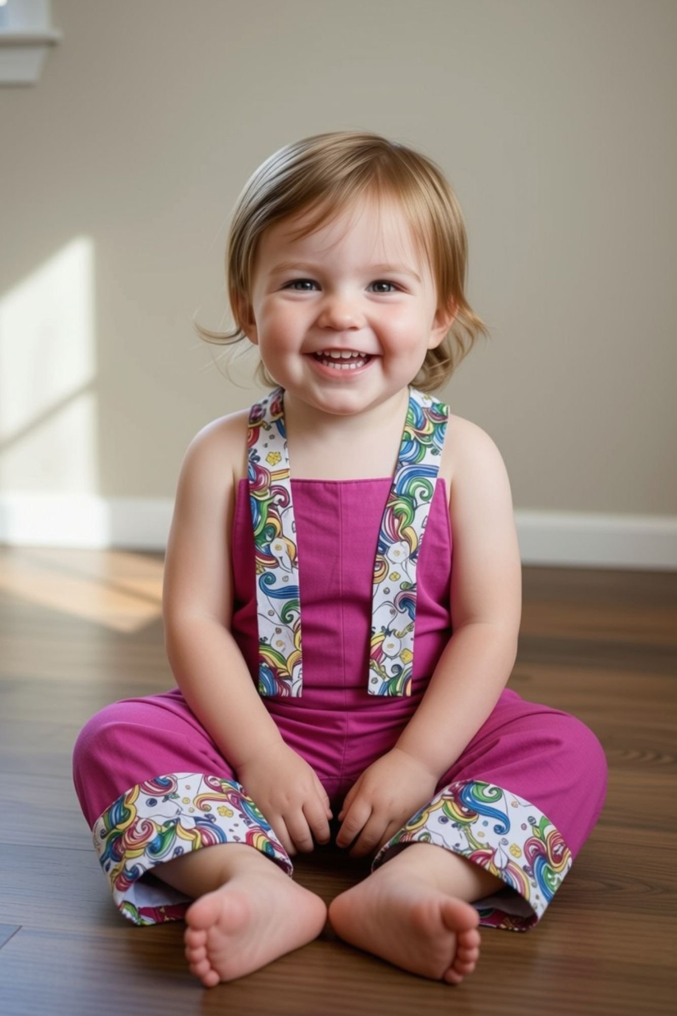 Pink Unicorn Overalls - 3 years