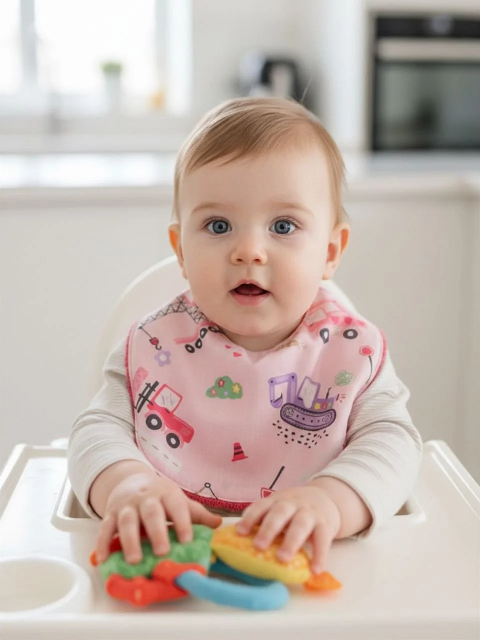 Pink Trucks Baby Bib - 6-12 months