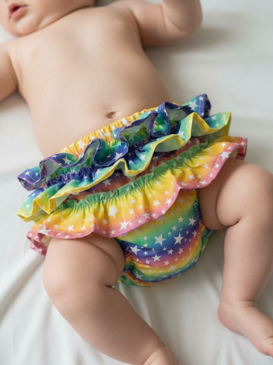 Stars & Stripes Ruffle Nappy Cover - 3 months