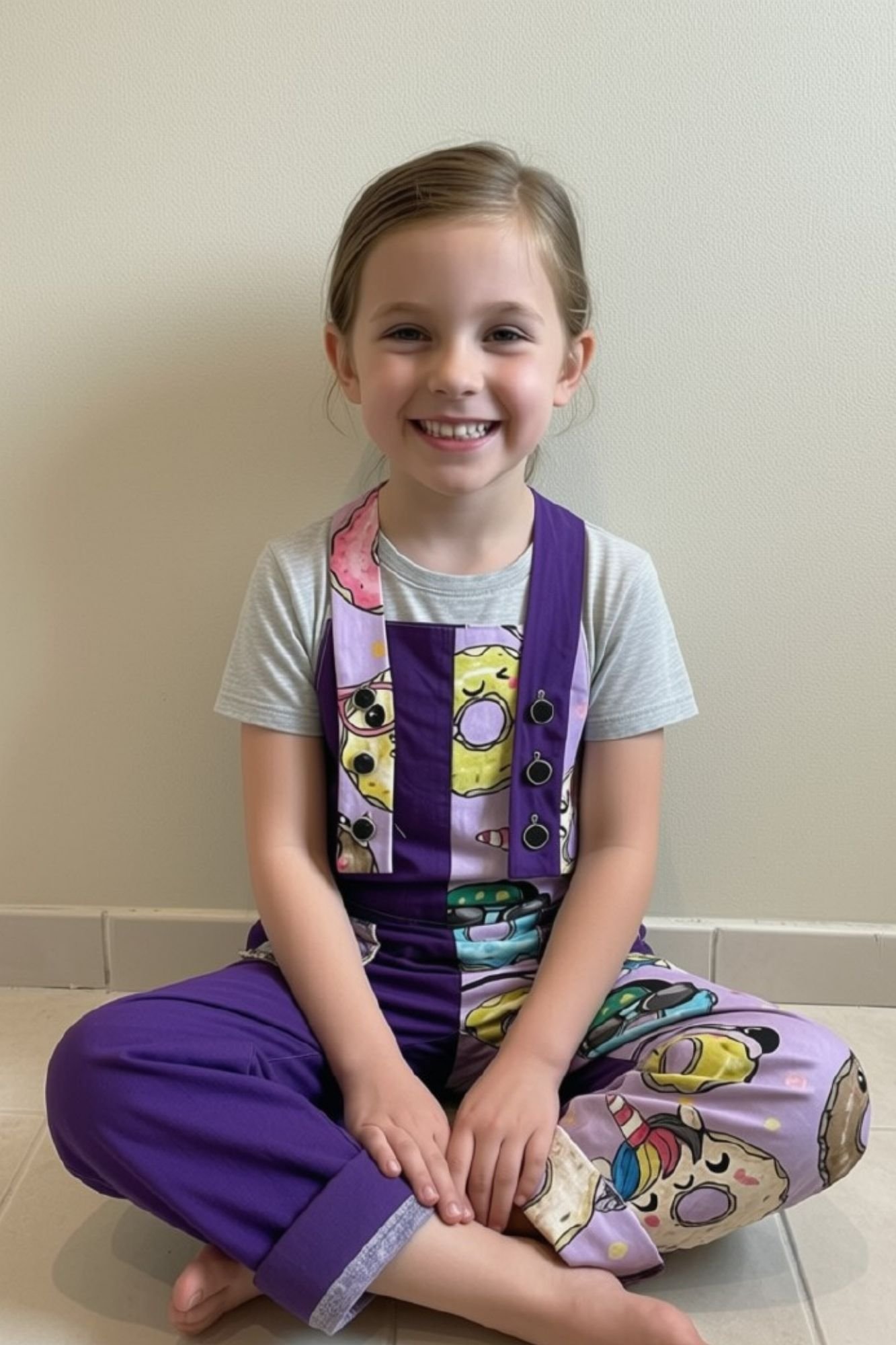 Purple Donut Overalls - 5-6 years