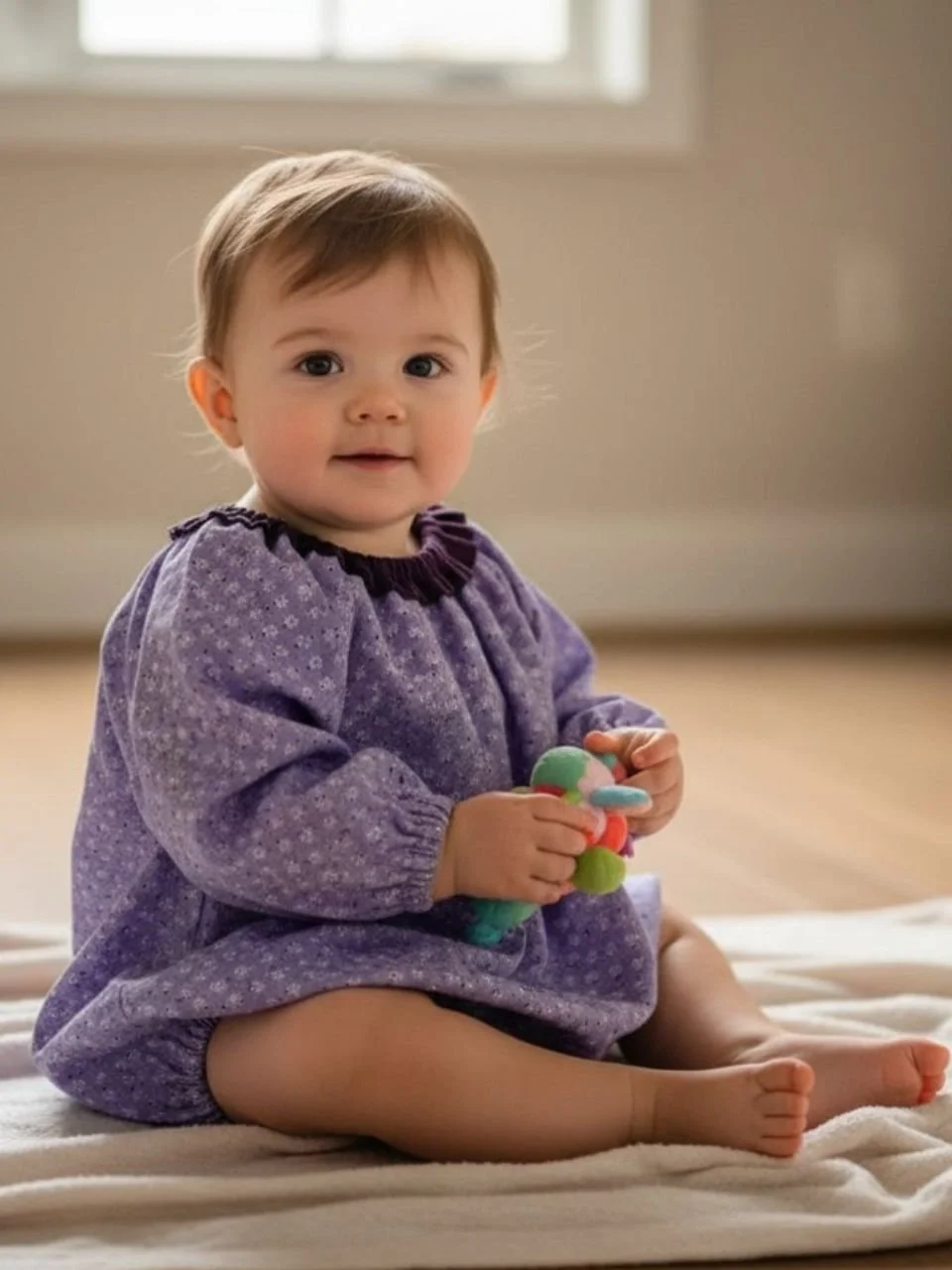 Purple Flower Frill Romper - 9 months