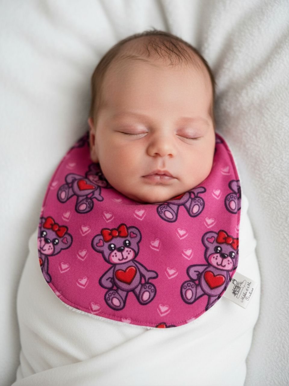 Pink Teddy Bear Baby Bib - 0-3 months