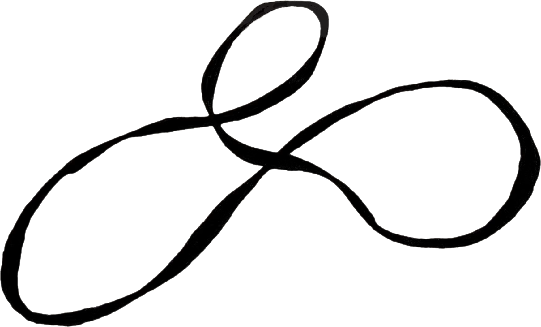Black cursive letter 'L' with a loop at the top, created with a continuous line, resembling calligraphy or a decorative script.