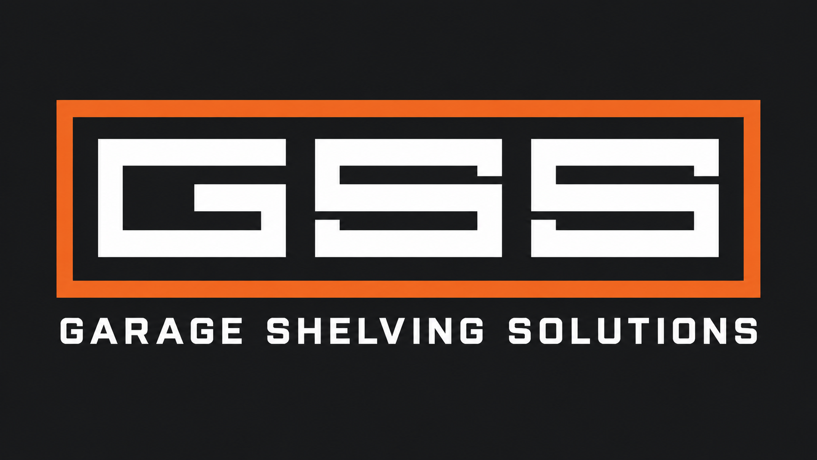 Logo for Garage Shelving Solutions with the initials GSS in a black, white, and orange color scheme.