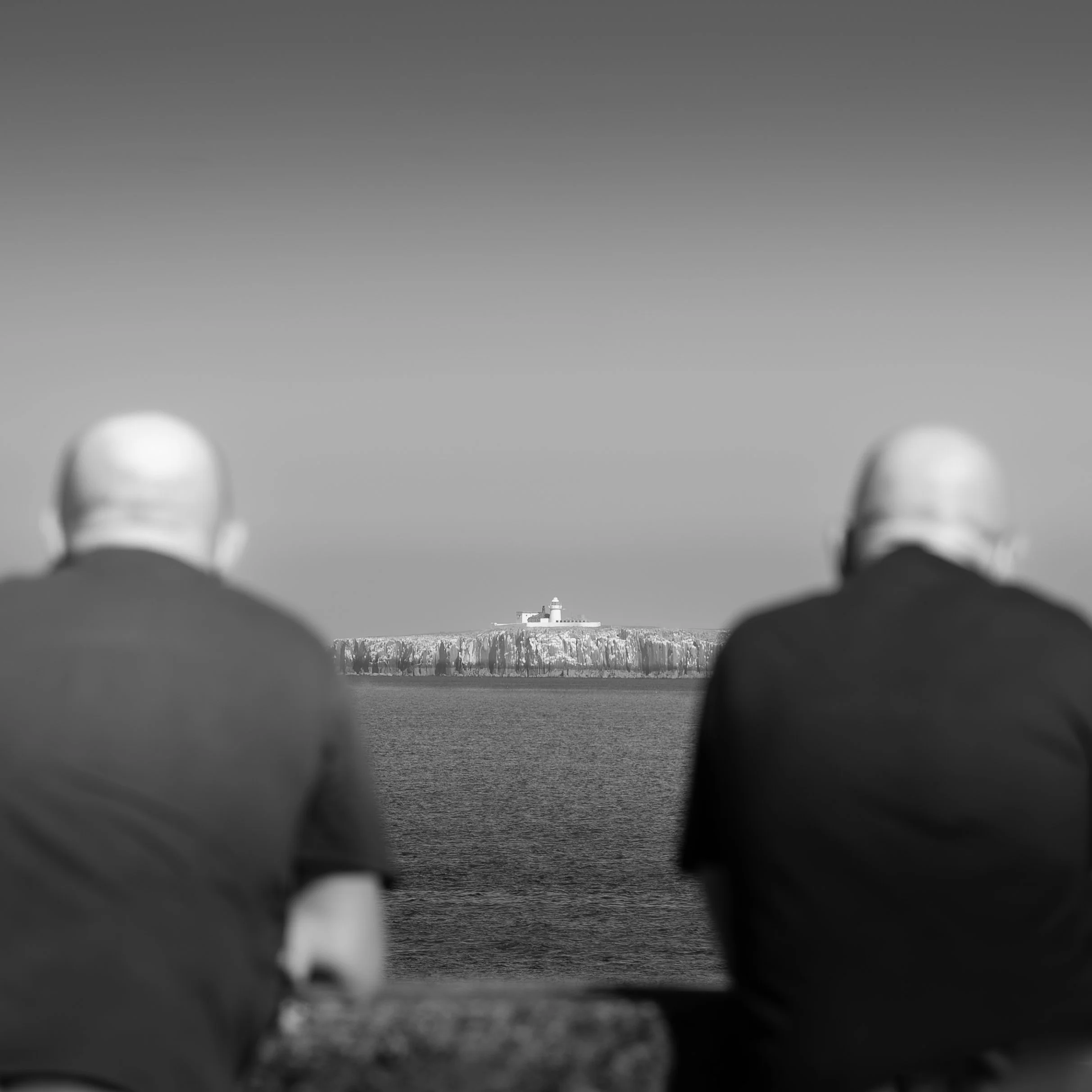 TWO BALD MEN AND A LIGHTHOUSE B&W.jpg