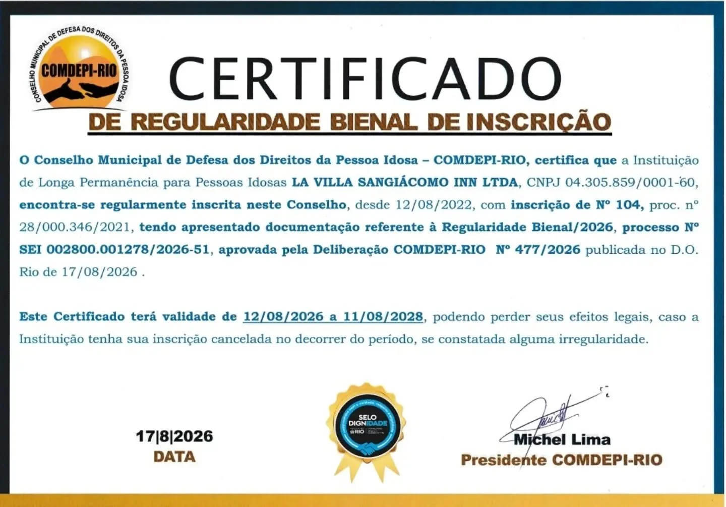 Mais dois anos renovados com muita responsabilidade, cuidado e carinho. Parab&eacute;ns ao @comdepirio pelo trabalho essencial!
