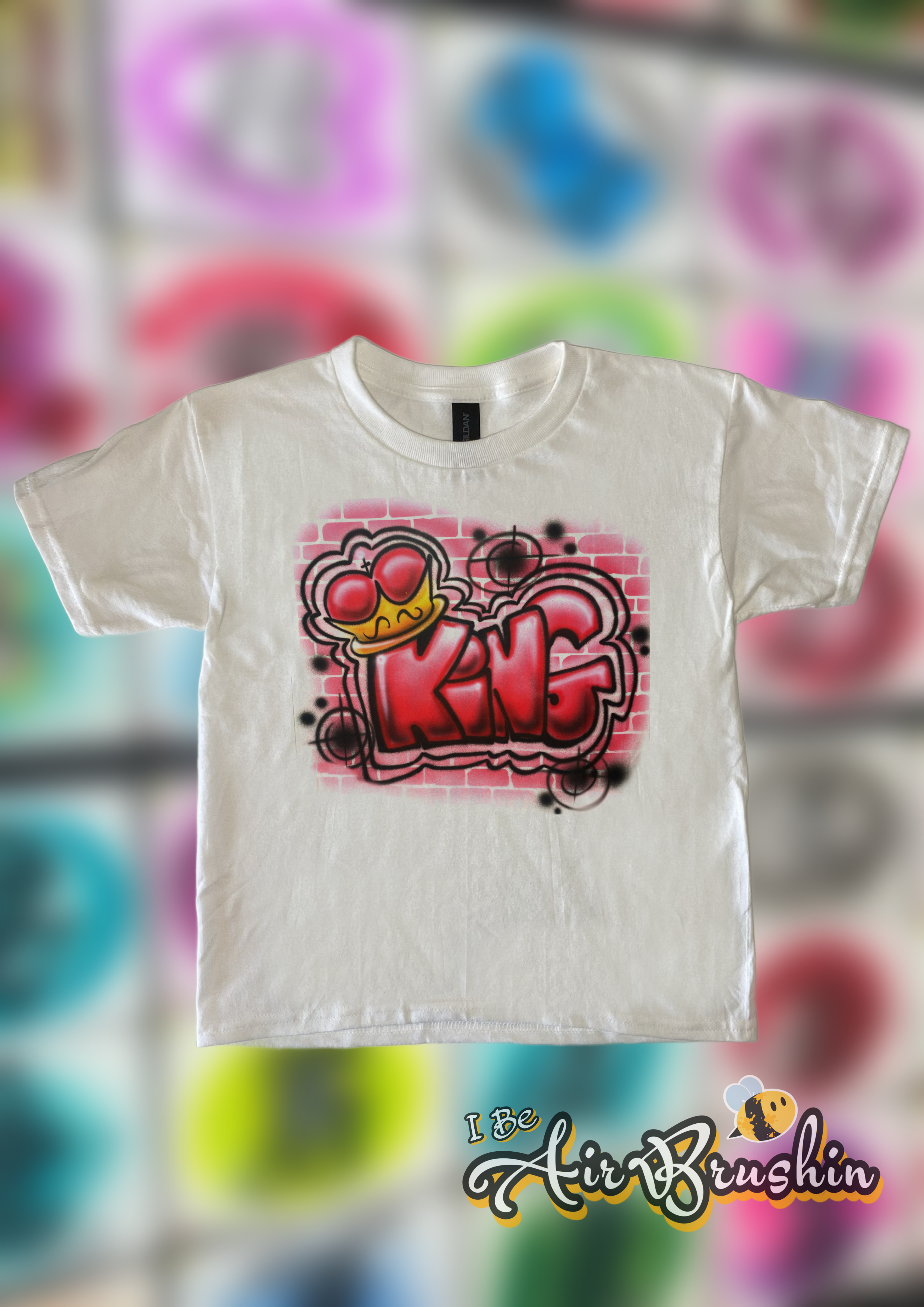 Airbrush King Graffiti Crown with Bricks Design