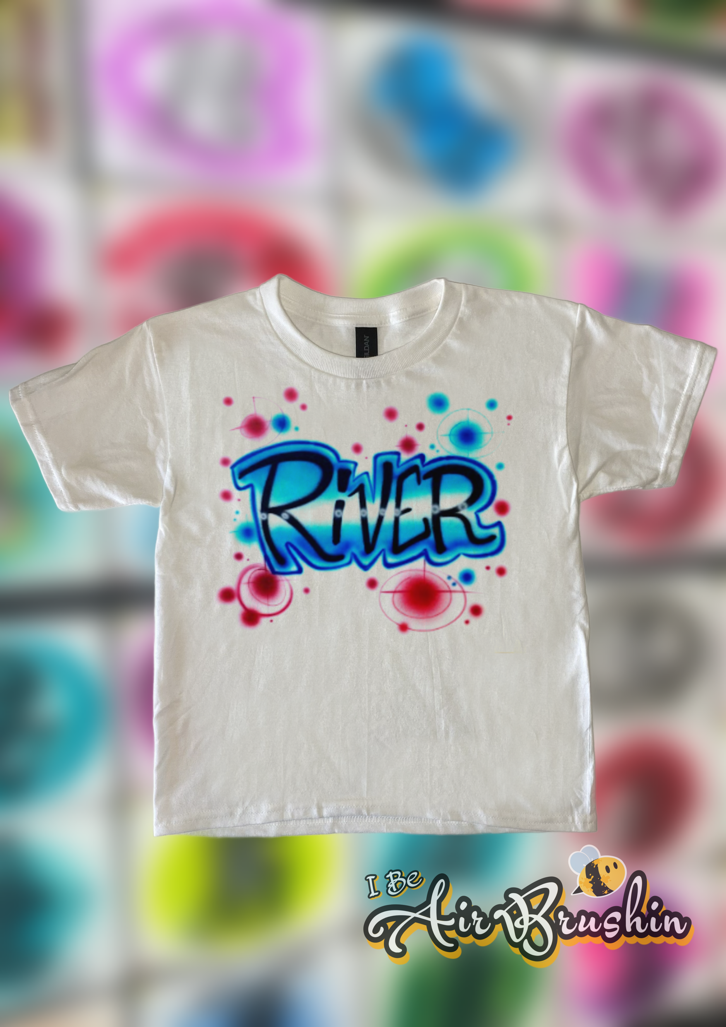 Airbrush Blue and Red Pointed Lettering and Outline