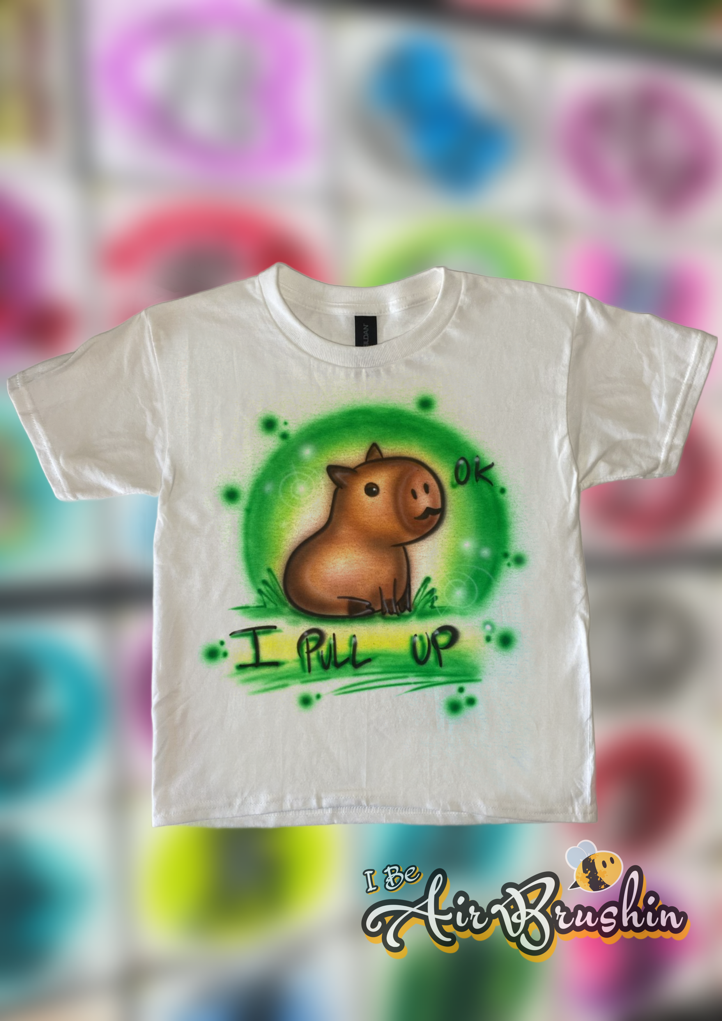 Airbrush Cute Capybara Animal Cartoon Design