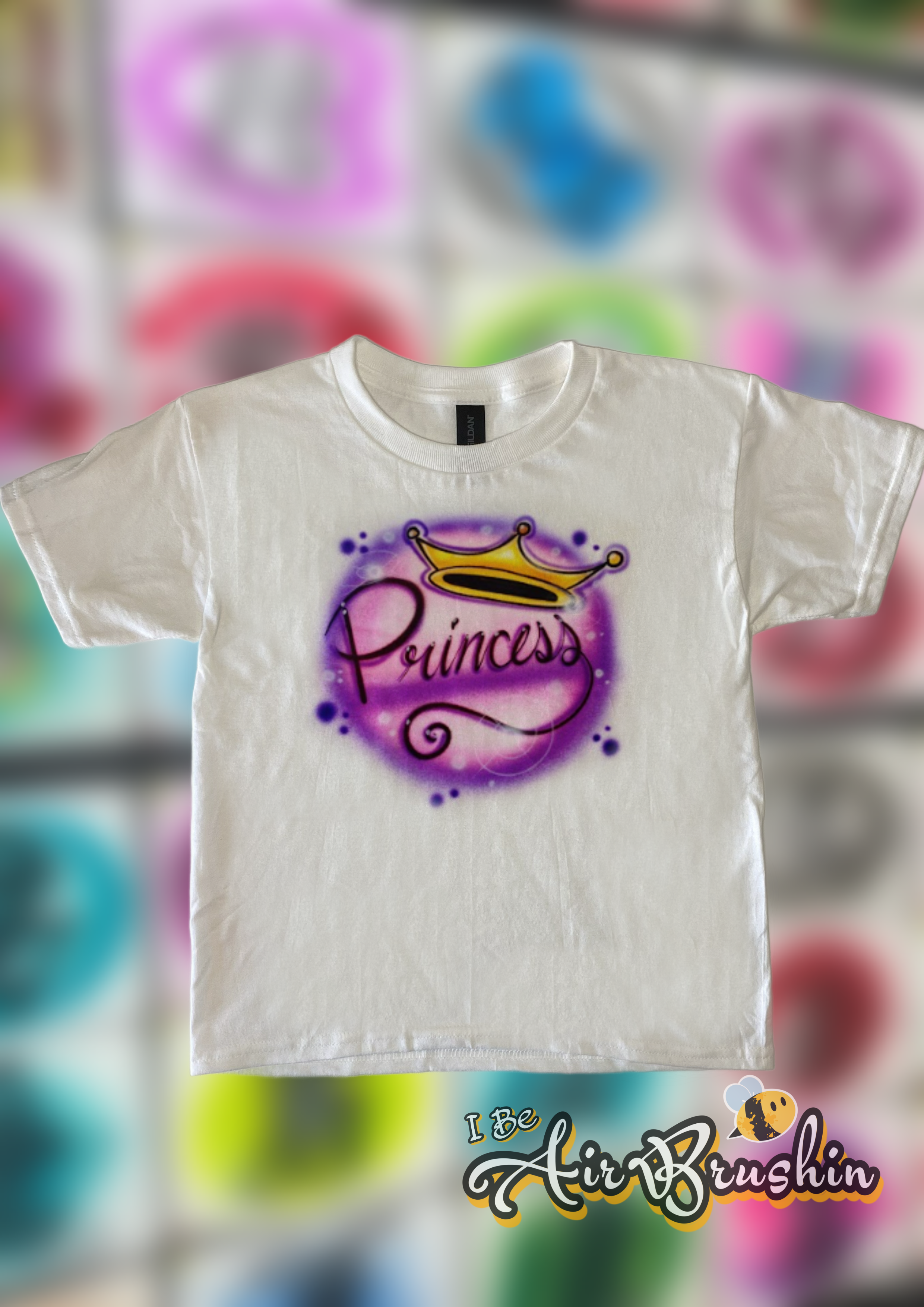 Airbrush Princess Name Purple and Pink with Crown