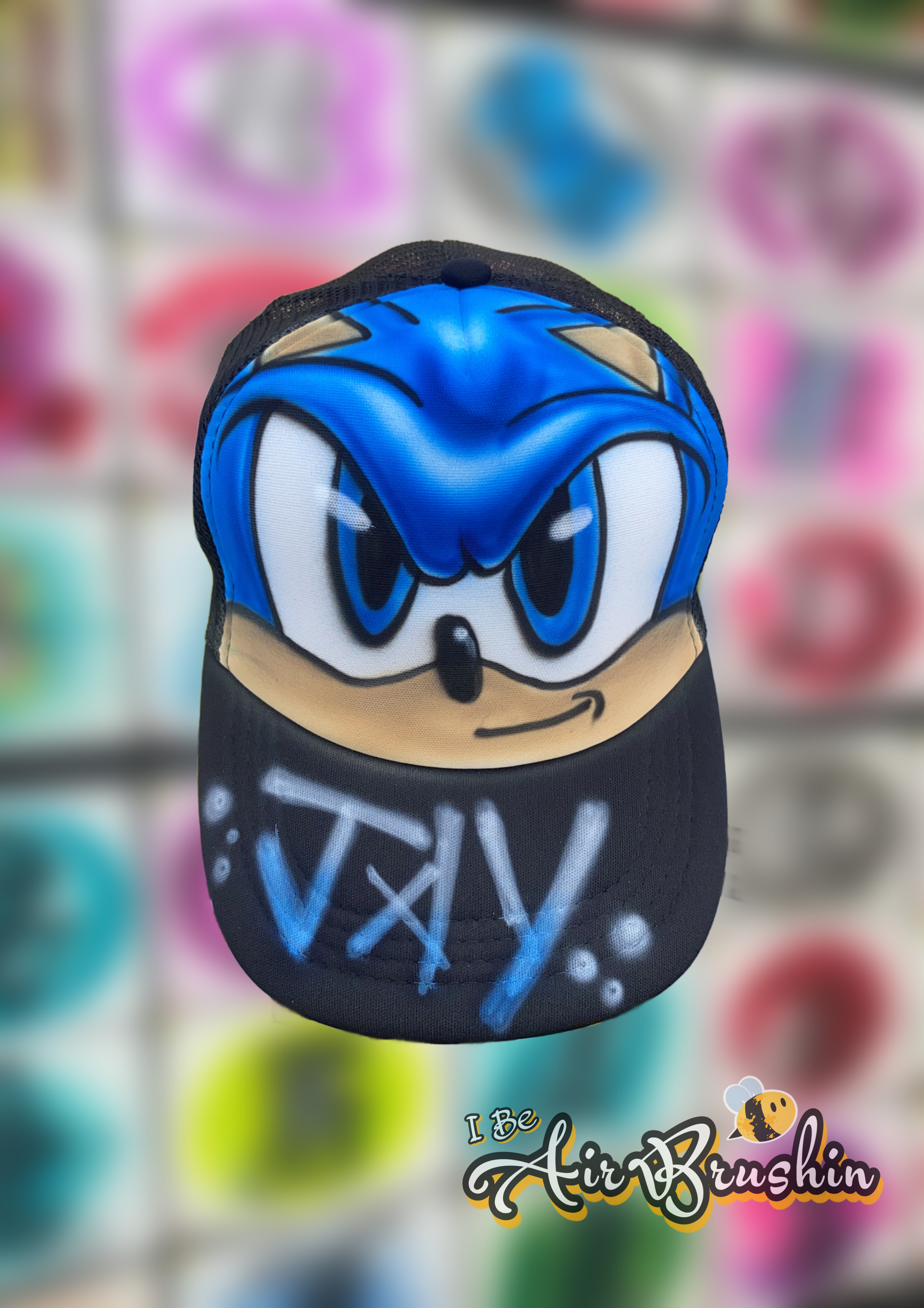 Airbrush Blue Cartoon Hedgehog with Name