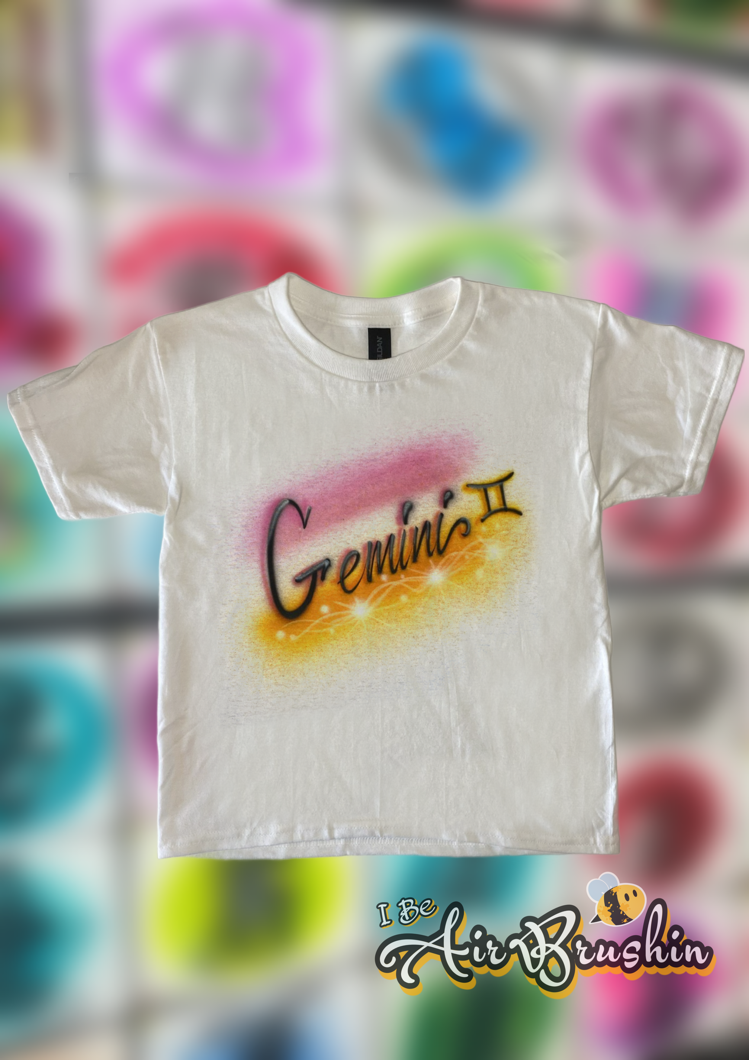 Airbrush Zodiac Astrology Symbol and Word Gemini Design