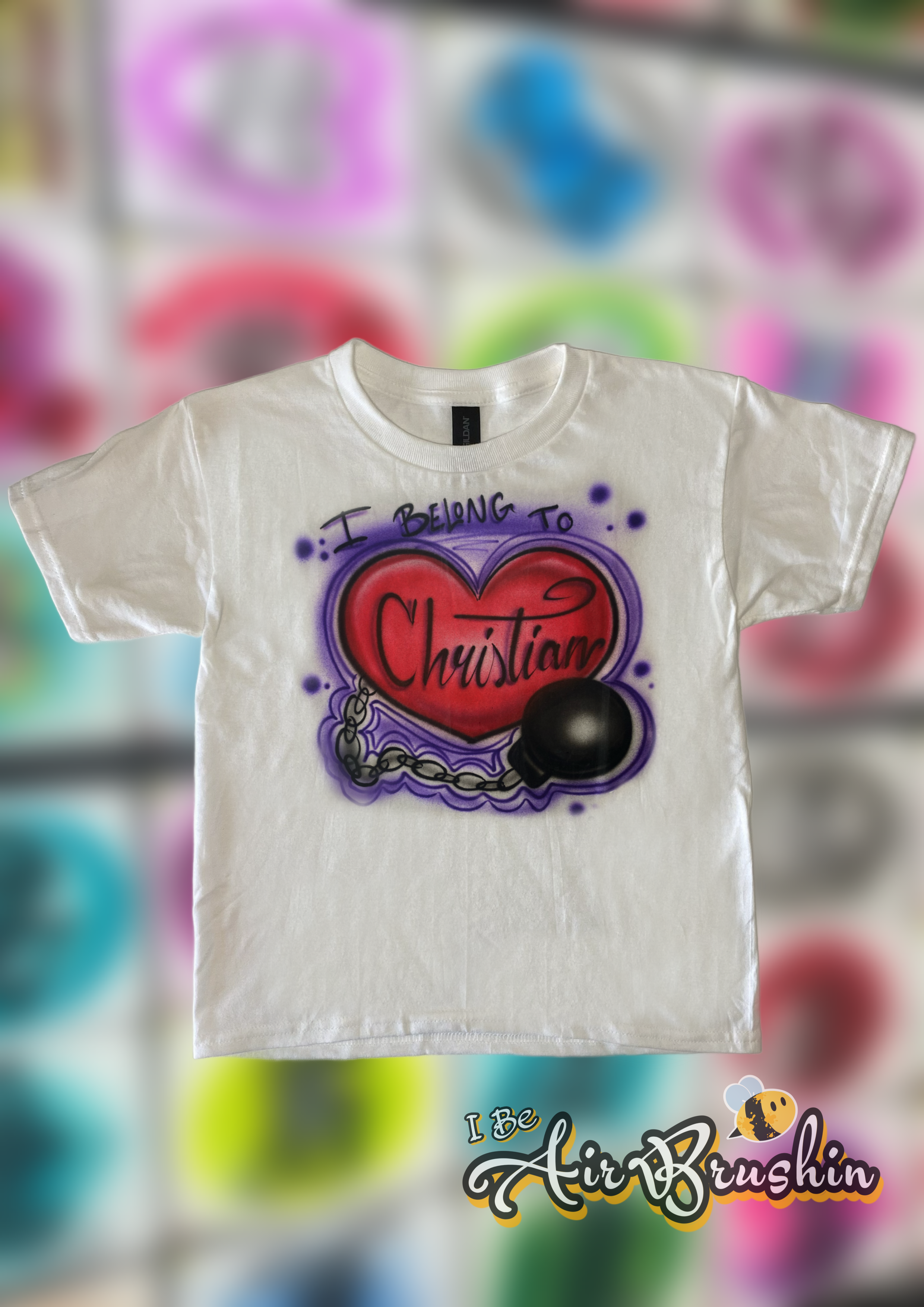Airbrush Funny Couple Heart and Chain Design