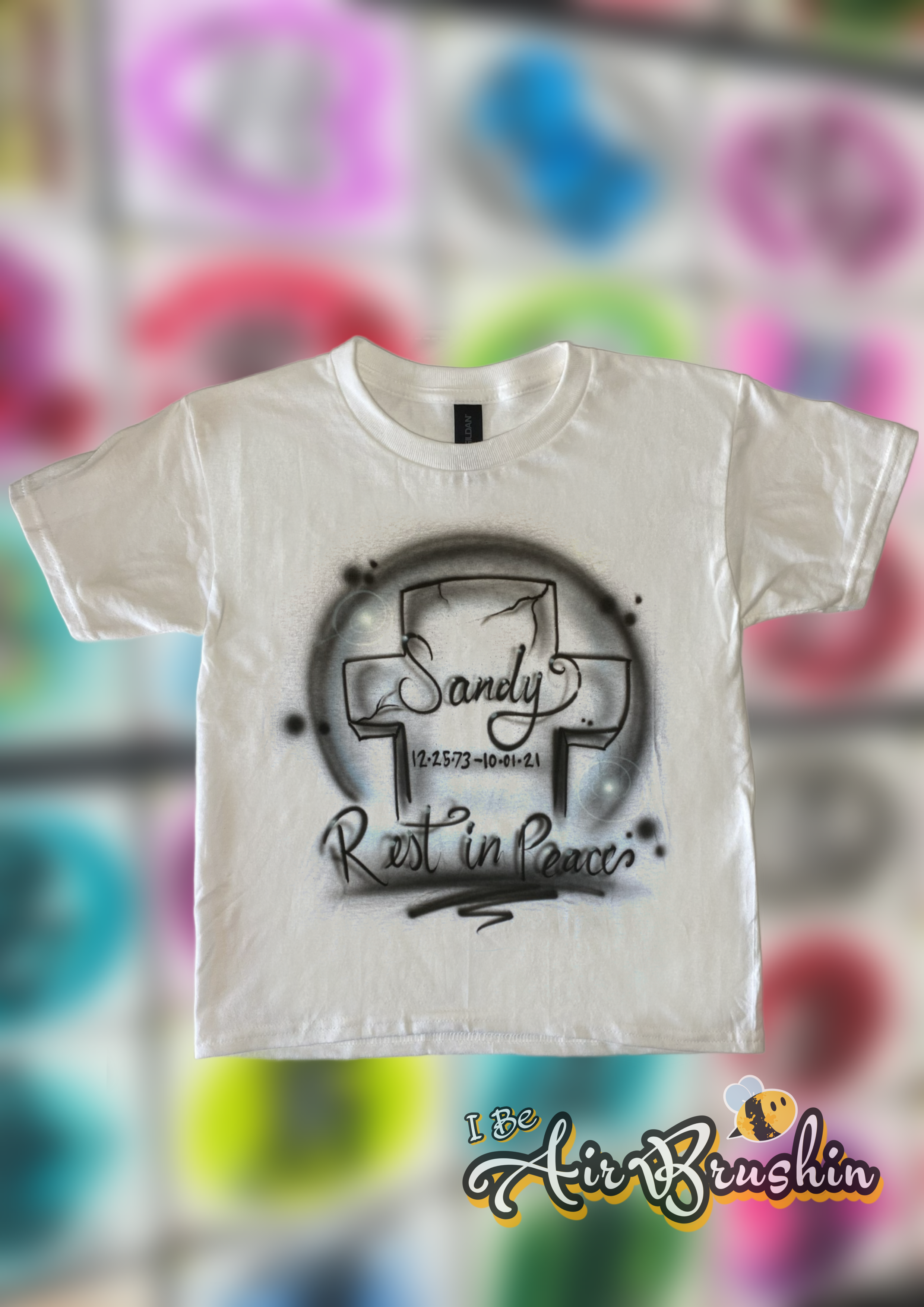 Airbrush Rest in Peace Tombstone Grave Memorial Design