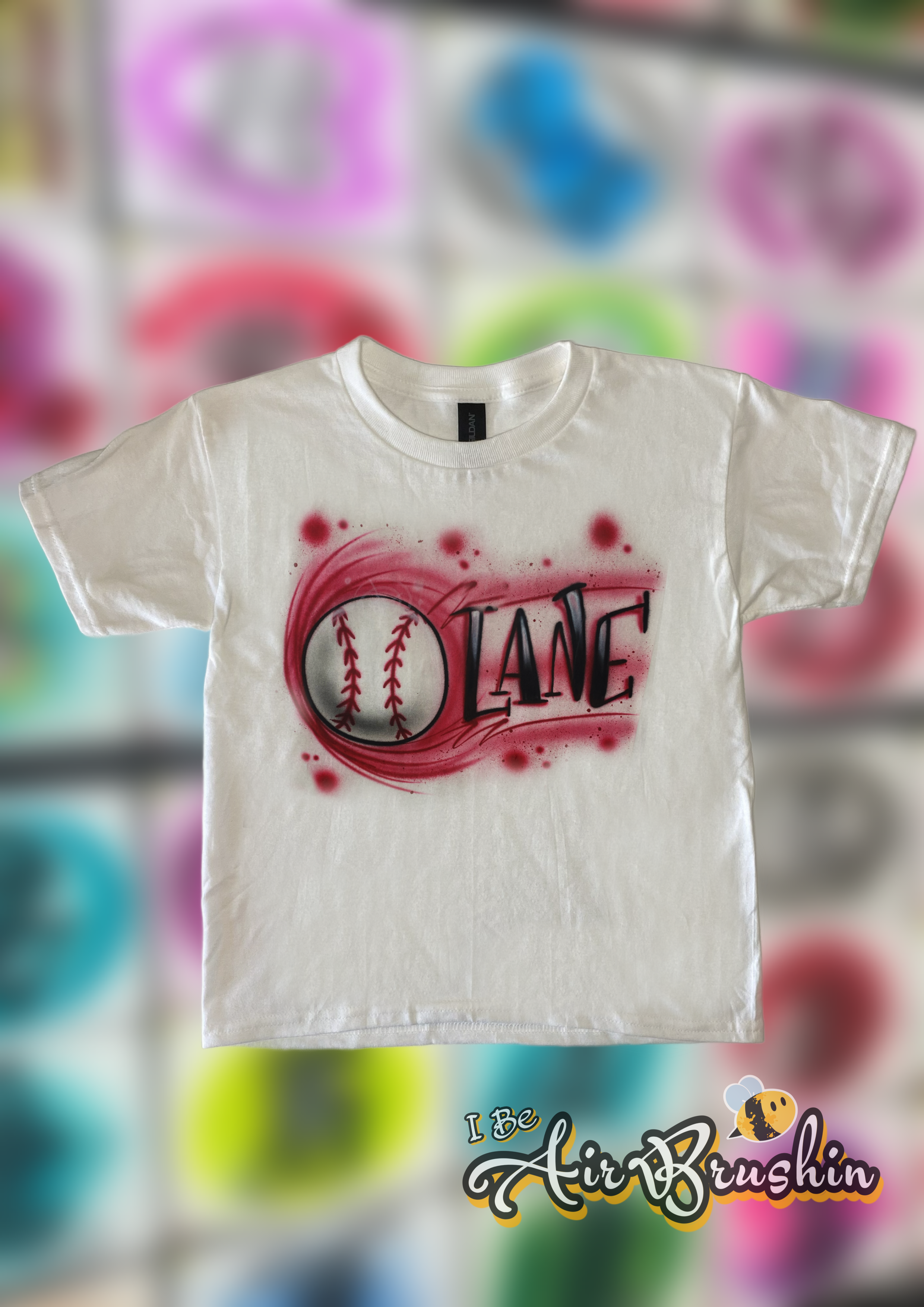 Airbrush Sports Baseball Red Name Design