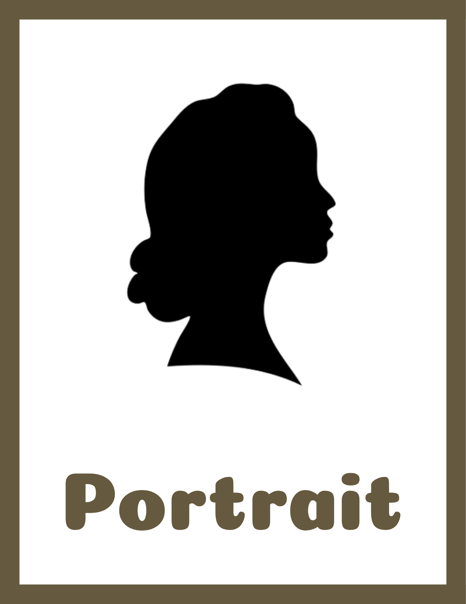 Silhouette of a person's head and shoulders with the word 'Portrait' below