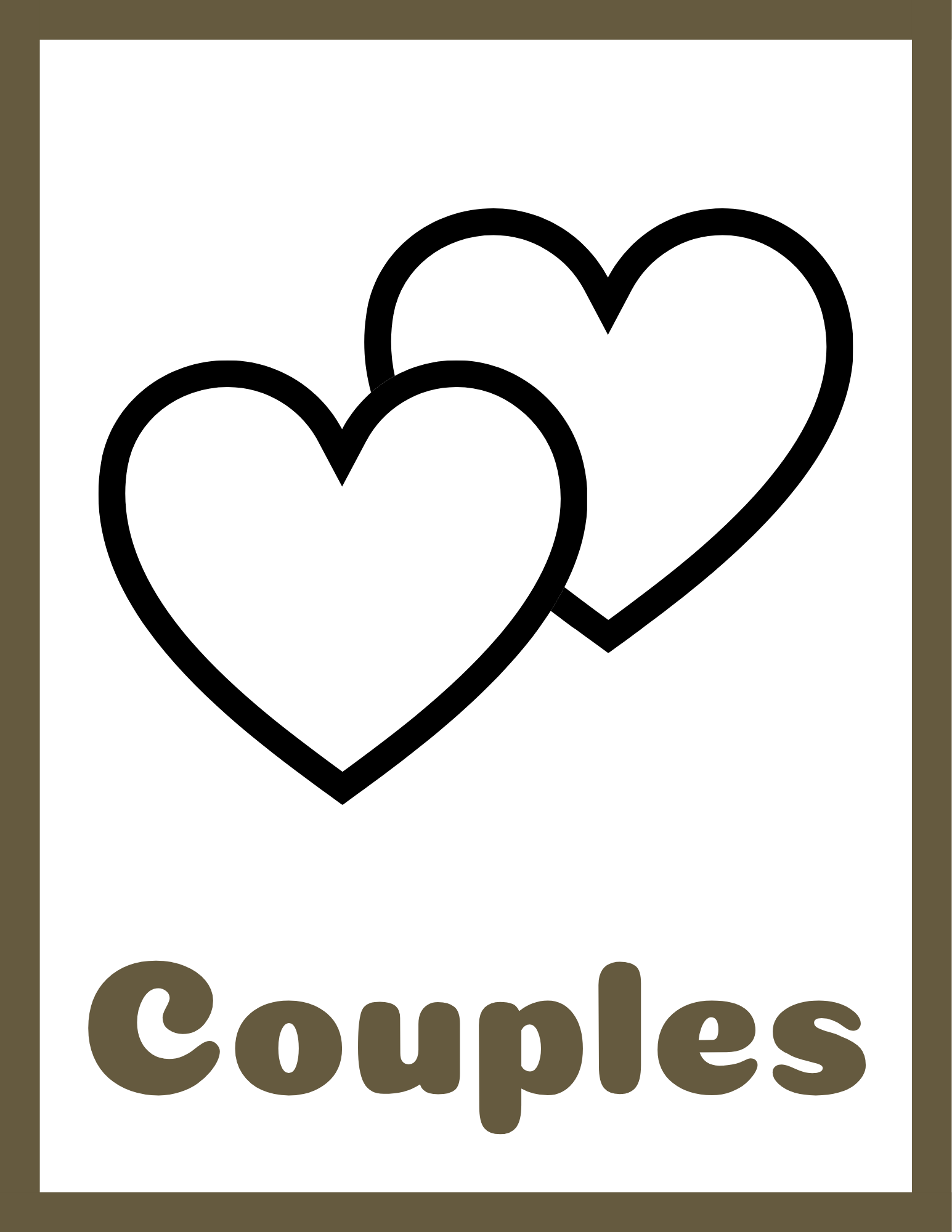 A logo with two outlined hearts overlapping, with text below that reads 'Samples'. The background of the logo is white, surrounded by a brown border.