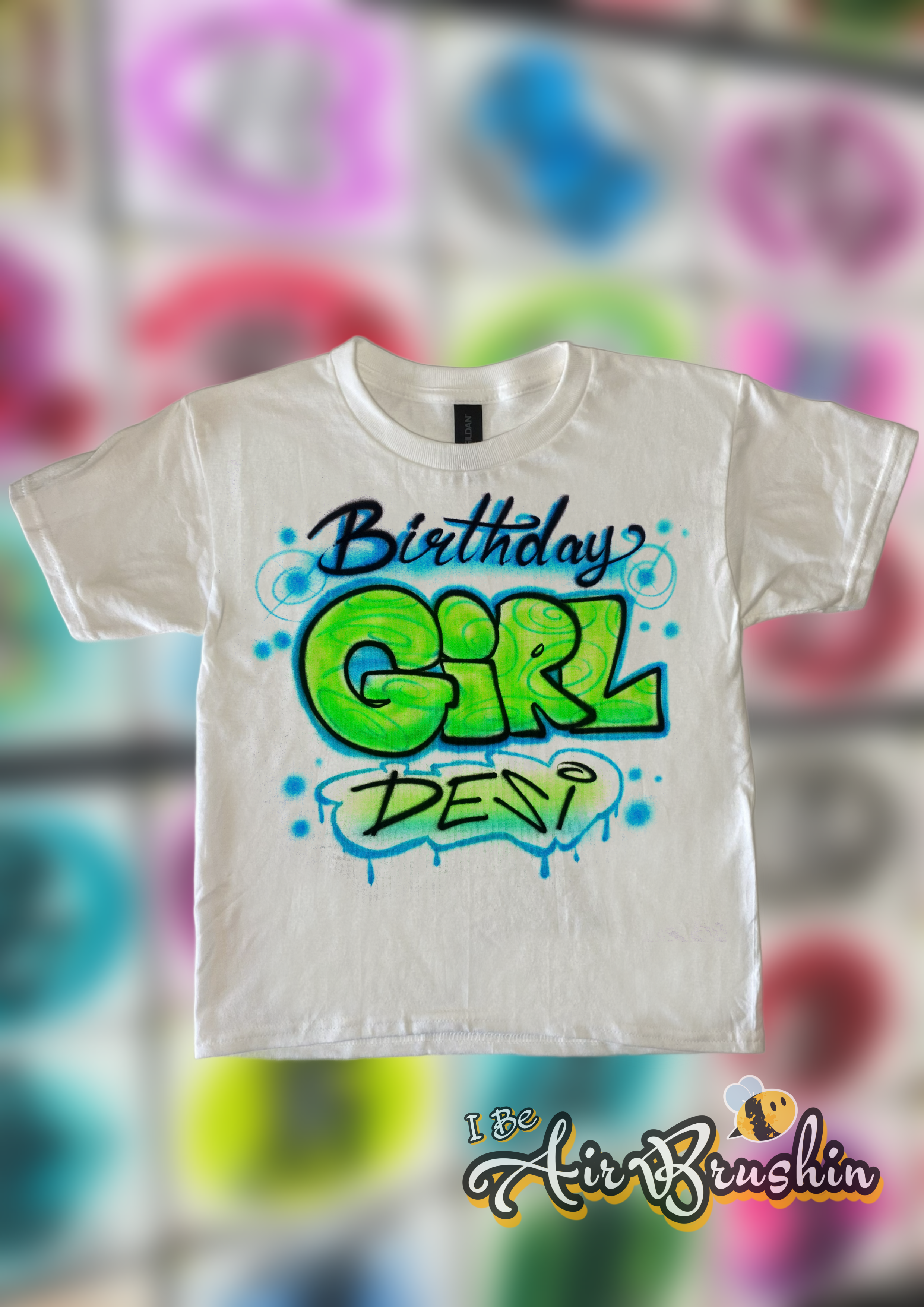 Airbrush Birthday Girl Boy Name Spiral Graffiti Design