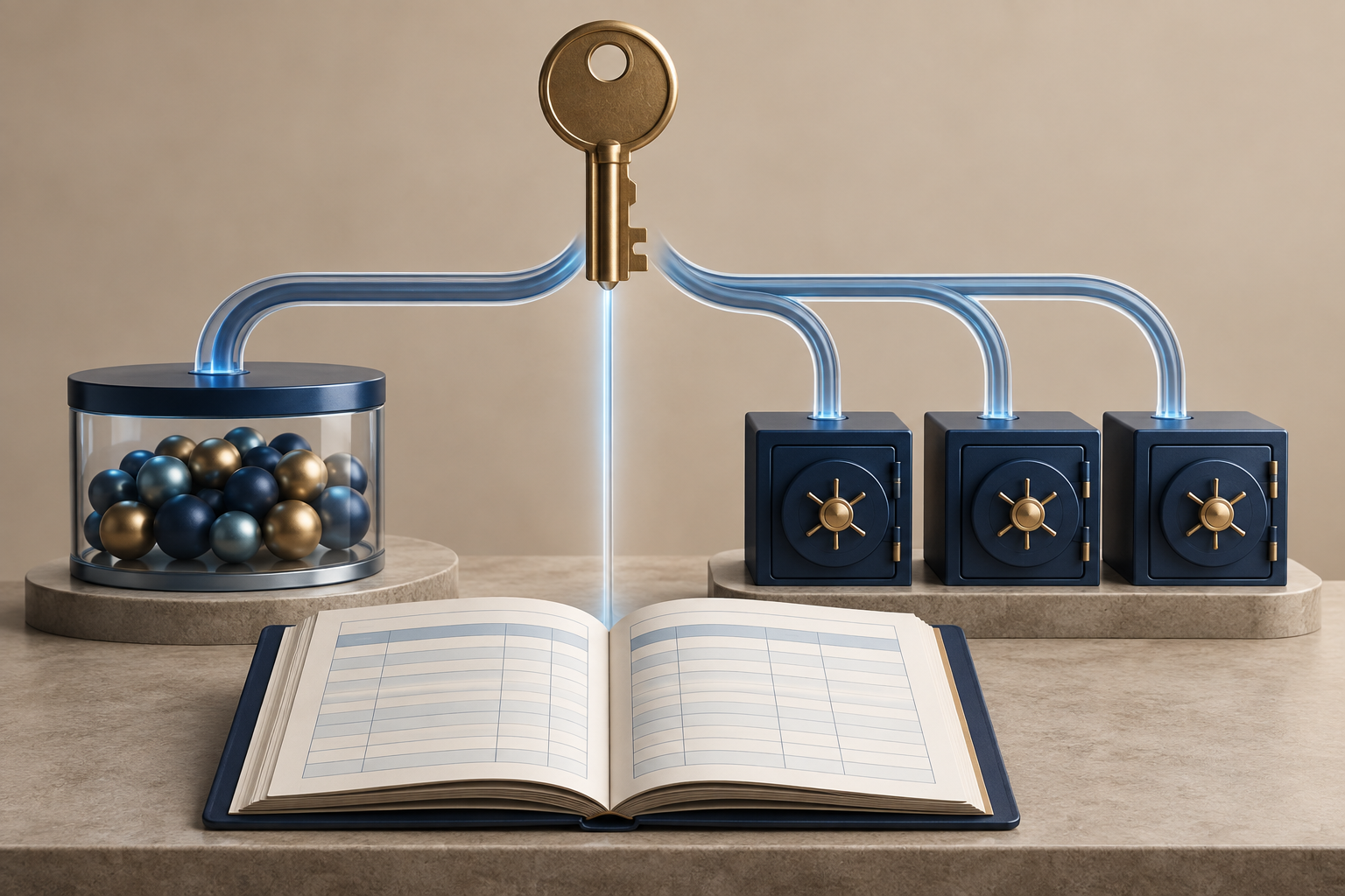 Custodial exchange managing pooled assets and customer balances