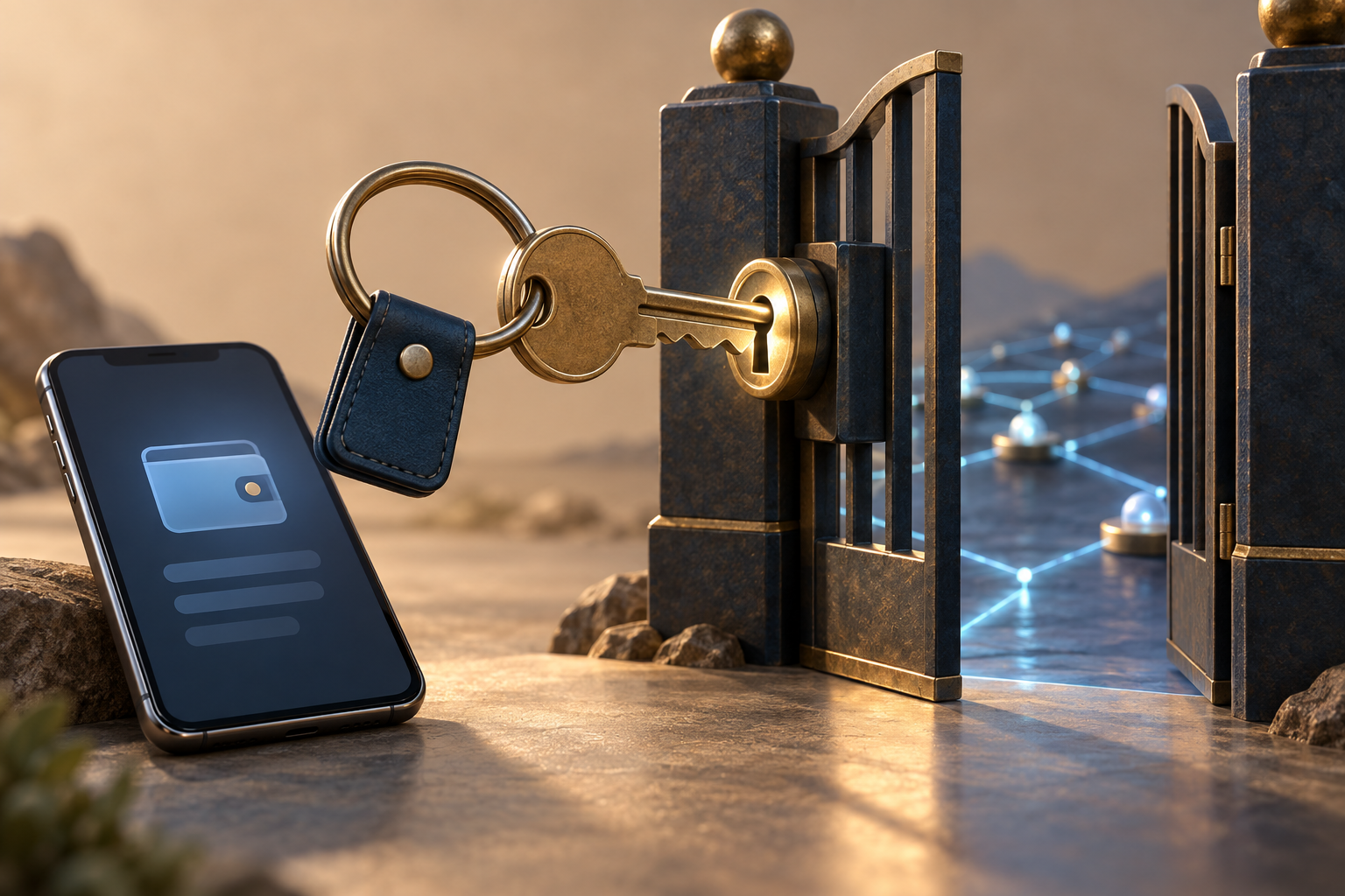 Crypto wallet key authorizing access to a blockchain network
