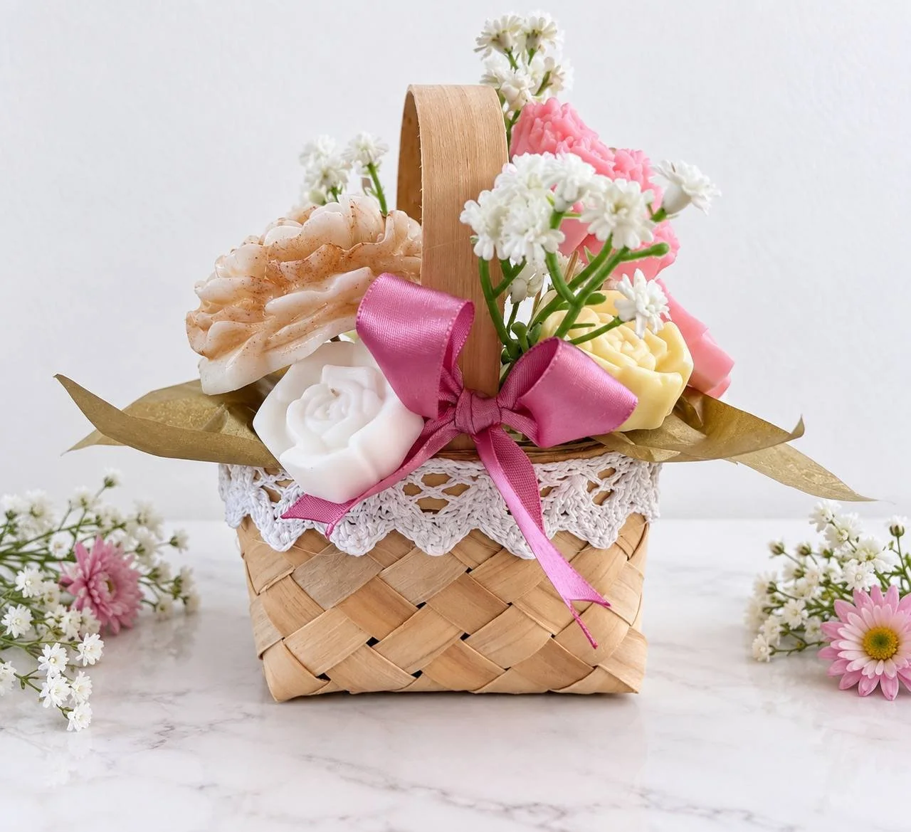 Mini basket with soaps