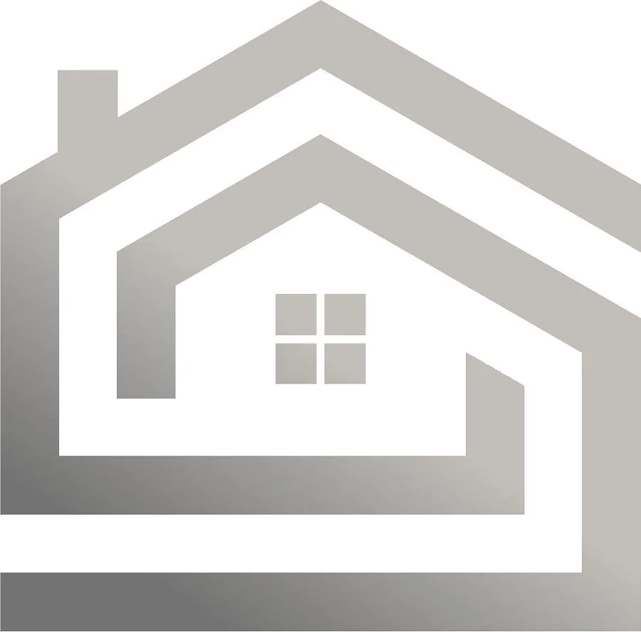 Local Home Services Logo. A grayscale graphic of a house with a gabled roof, six-pane window, and chimney.