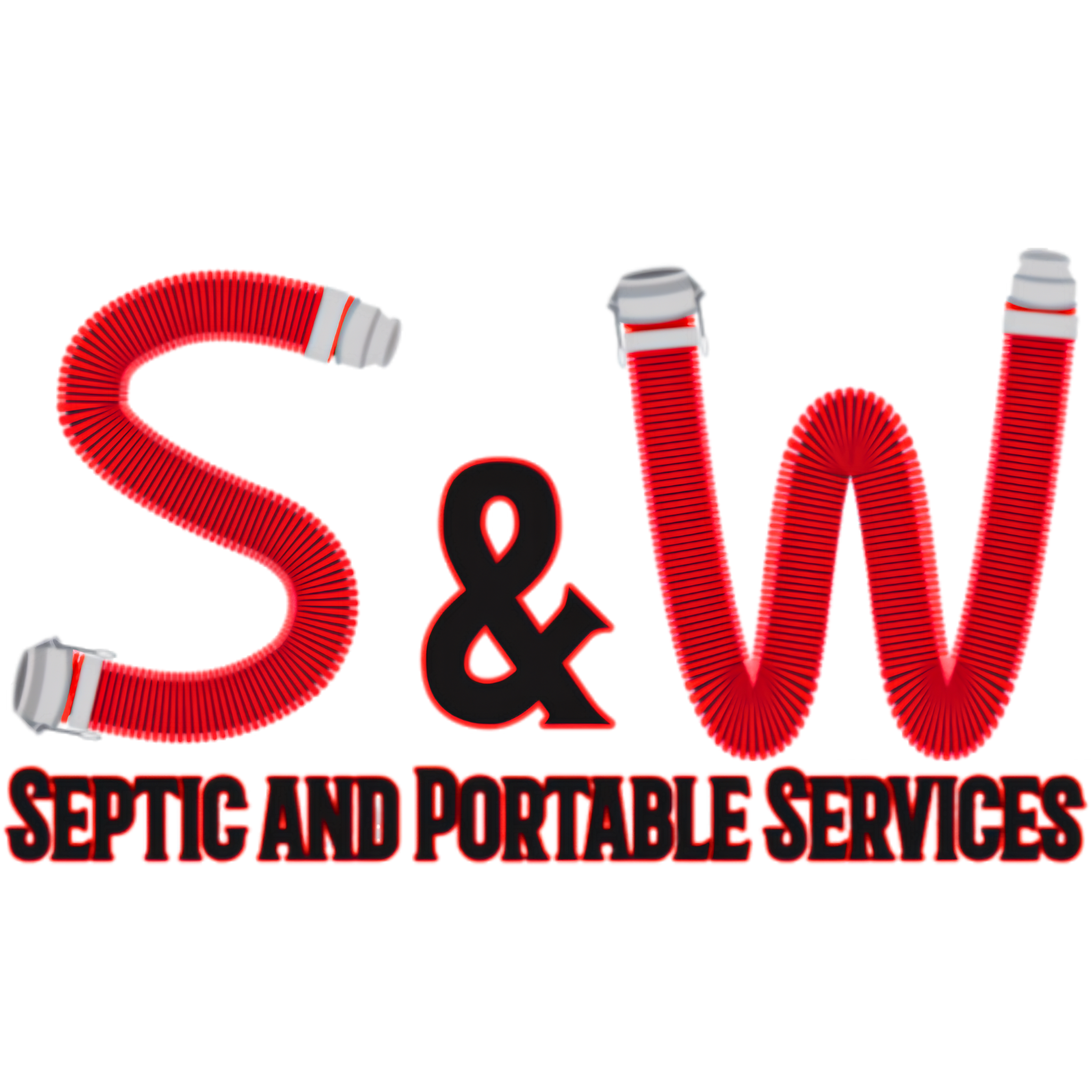 Close-up of a red, grey, and white logo that says S & W Septic and Portable Services. This is a client of Local Home Services.
