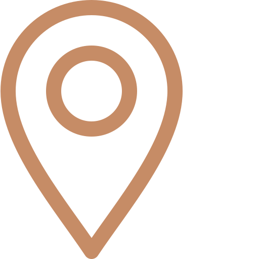 Blue location pin icon with a white outline on a dark blue circular background.