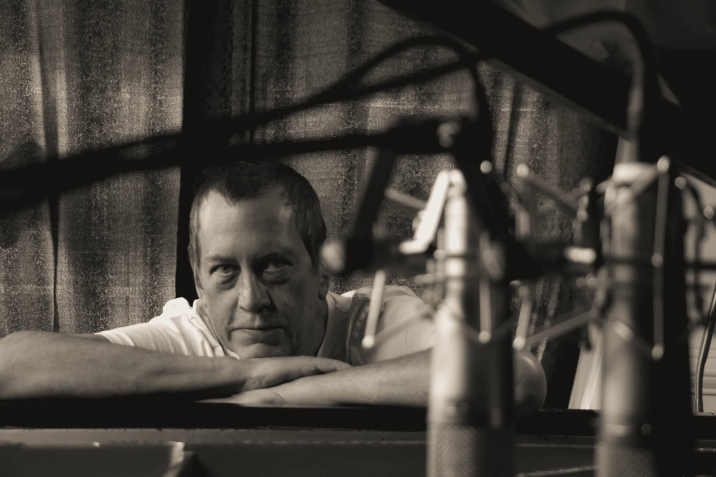 Russ with mics B&W copy.jpg