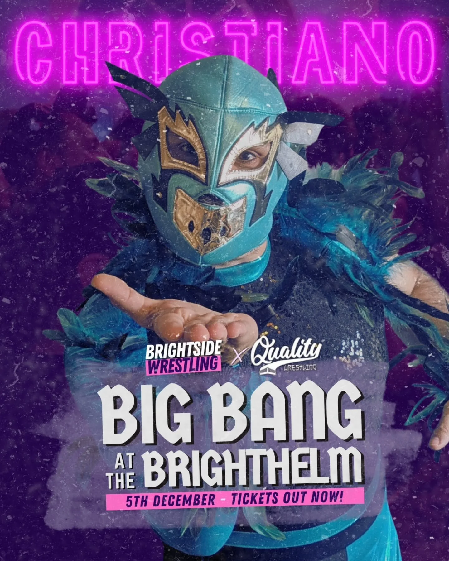 You asked for it - the Brighton Exotico is joining the party on 5th Dec! 💙🧡

CHRISTIANO wrestled @davidlovejoypw at our No Ring Fundraiser and wowed the Brighton Faithful with his elegant performance.

He also came to @chuckmambo's rescue when @cam