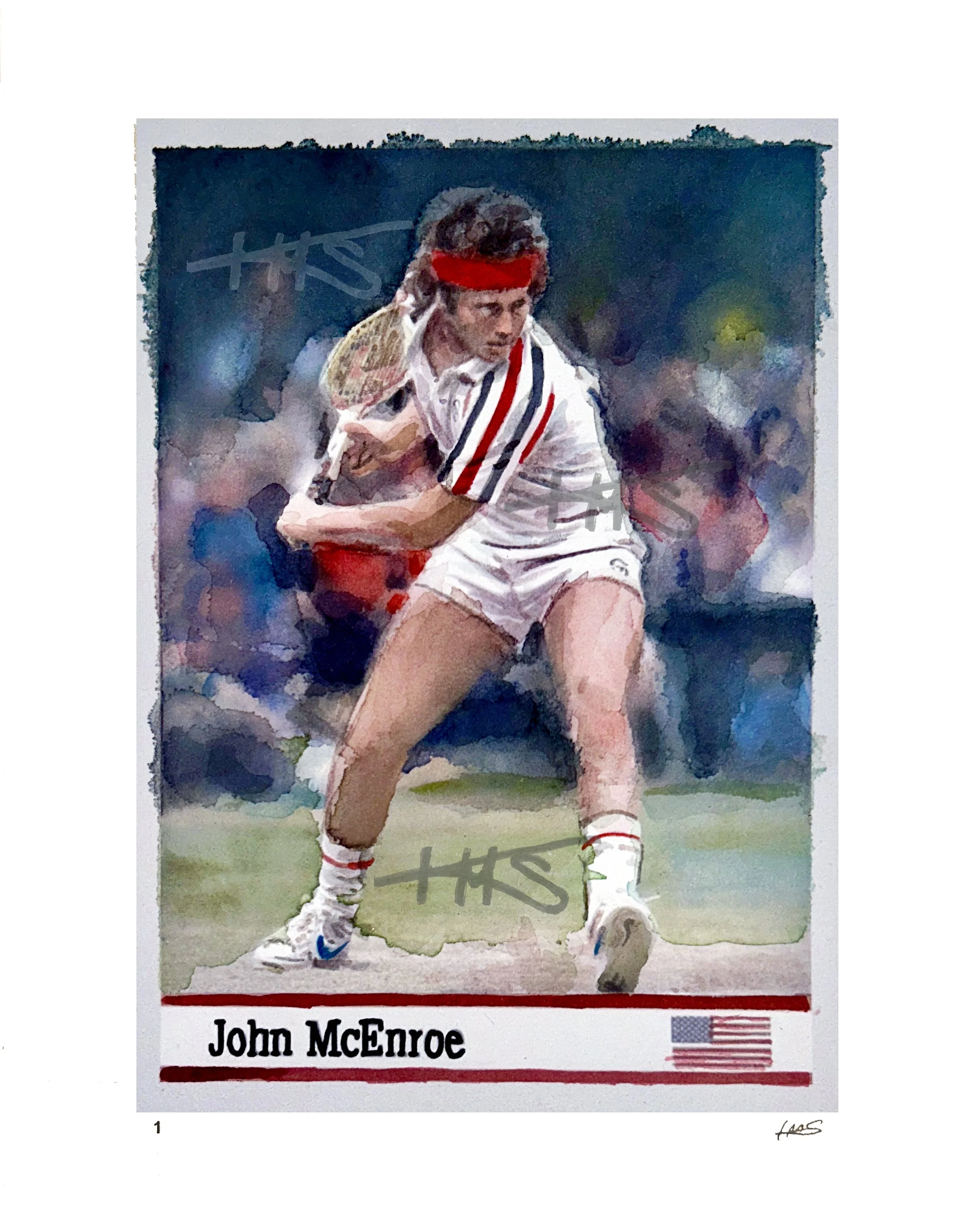 John McEnroe - Art Print by Tony Duffy turned in to a trading card by KMS - Edition of 155