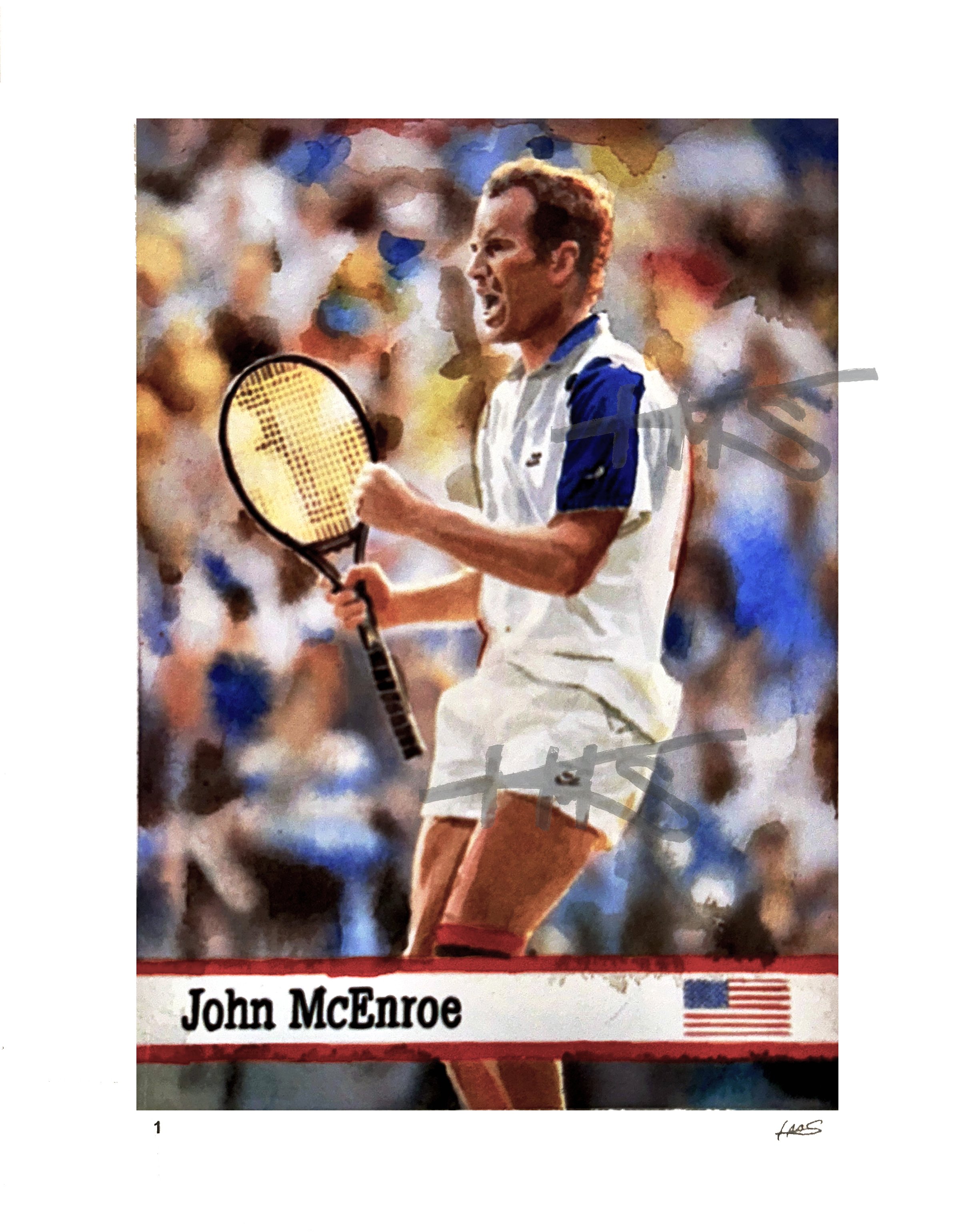 John McEnroe - USA Tennis Player Rookie USTA UK FAX PAX Trading Card - Edition of 82