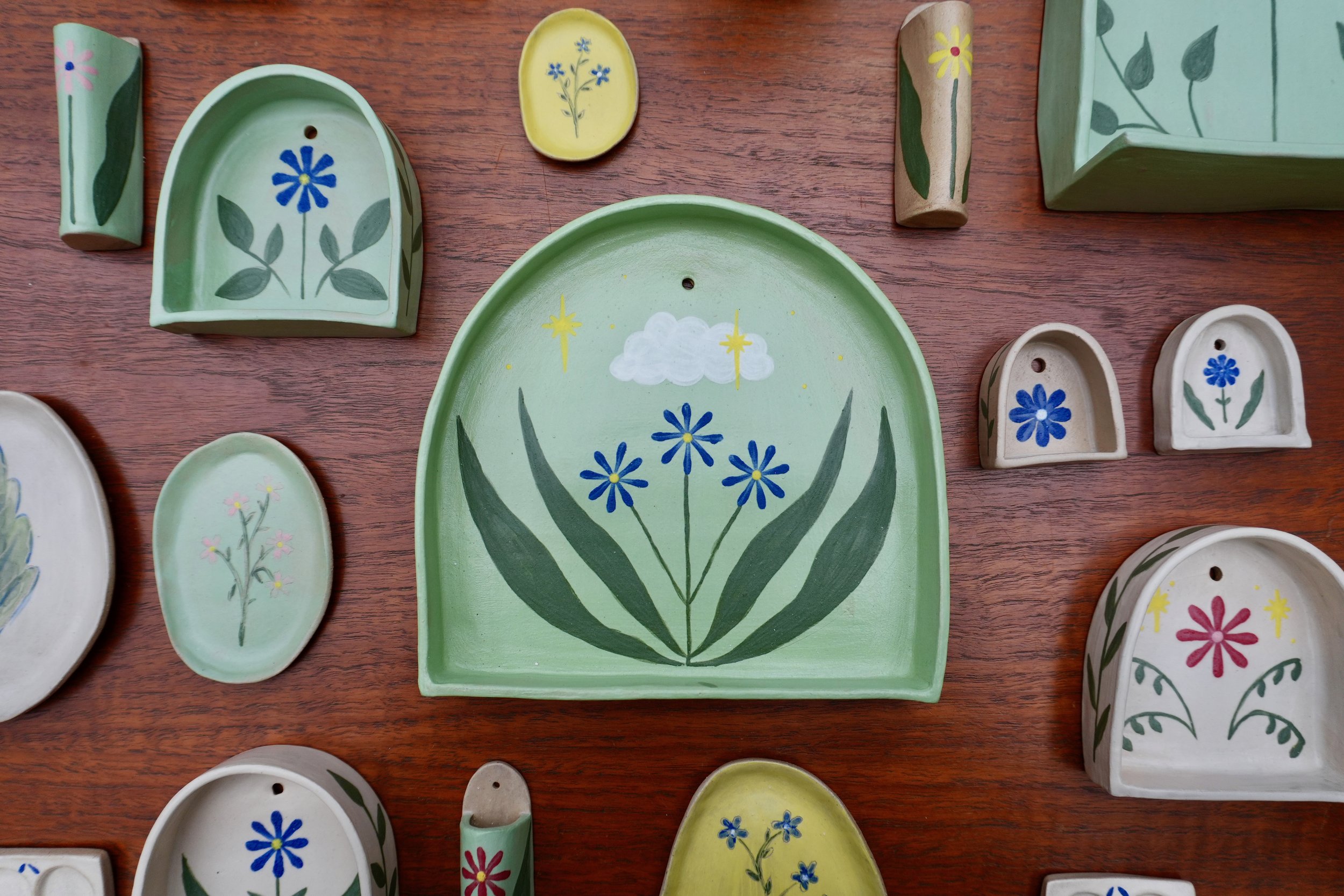 Large Blue Wildflower Wall Shrine