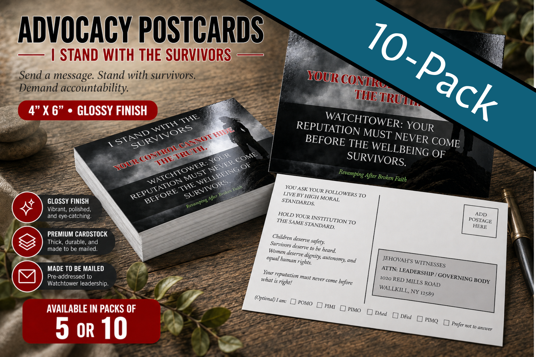 I Stand With the Survivors — Advocacy Postcard (10 Pack)