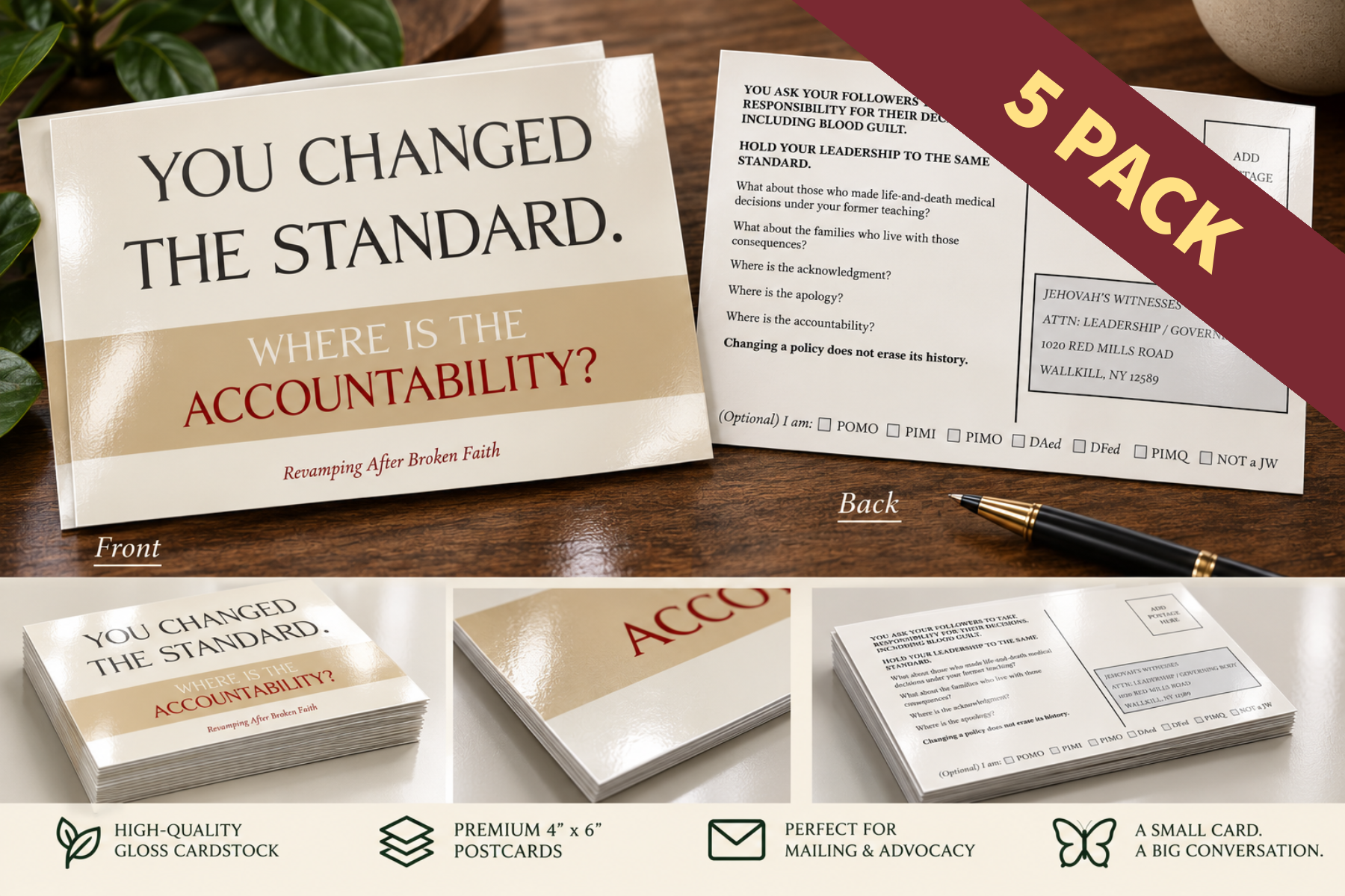 Where Is the Accountability? — Blood Policy Advocacy Postcard Pack of 5