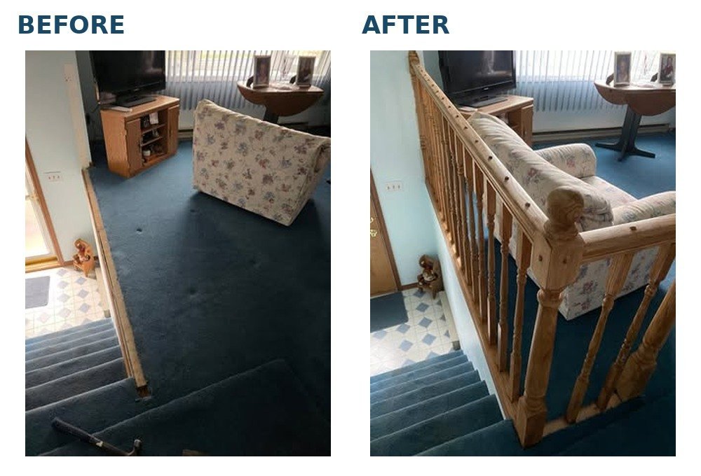 Sturdy grab section & bannister job photo pair