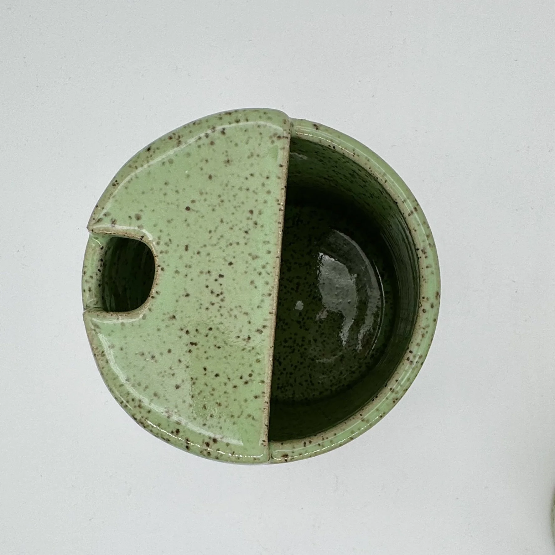 green speckled squat travel mug top look down 1.JPEG