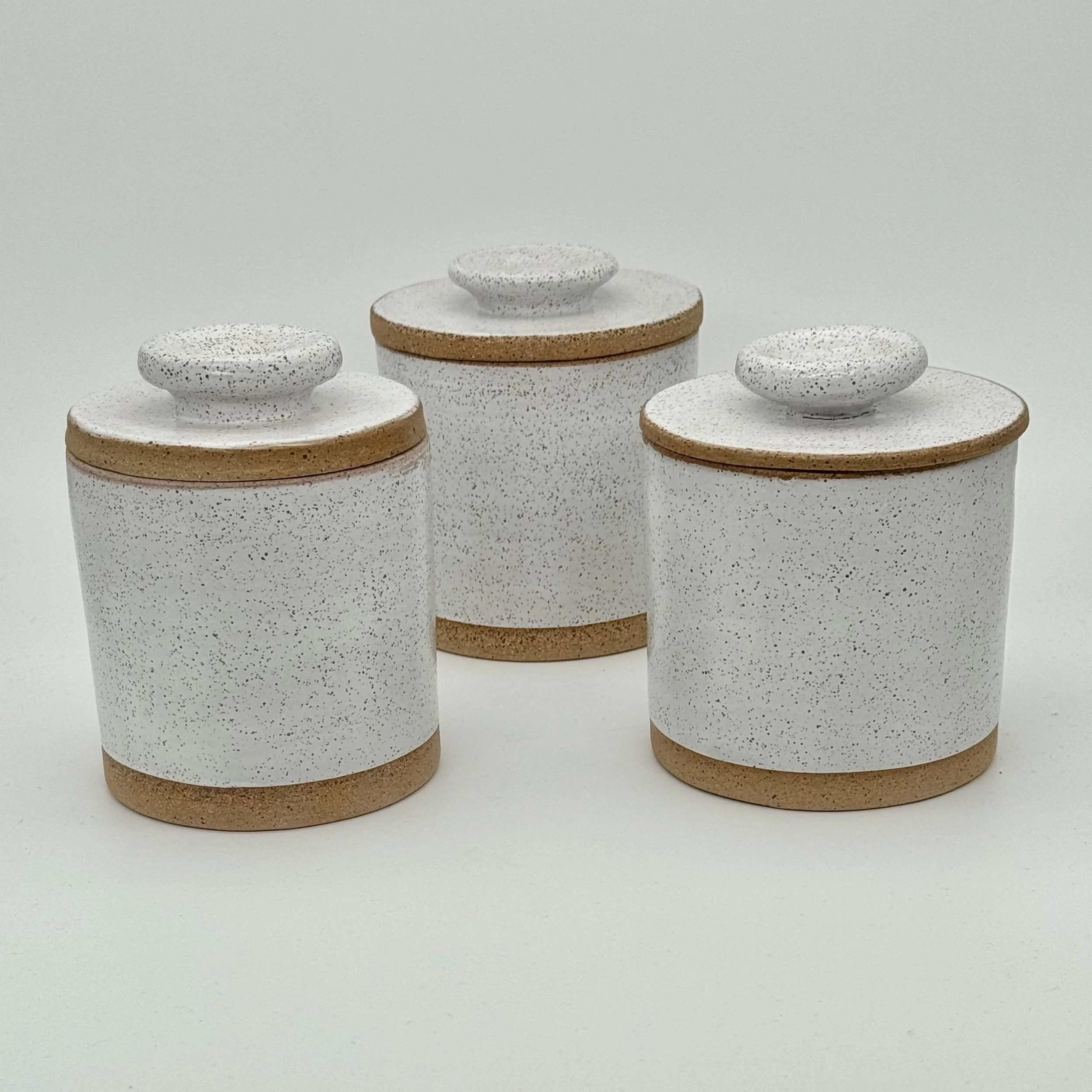 Rustic white speckled butter bell