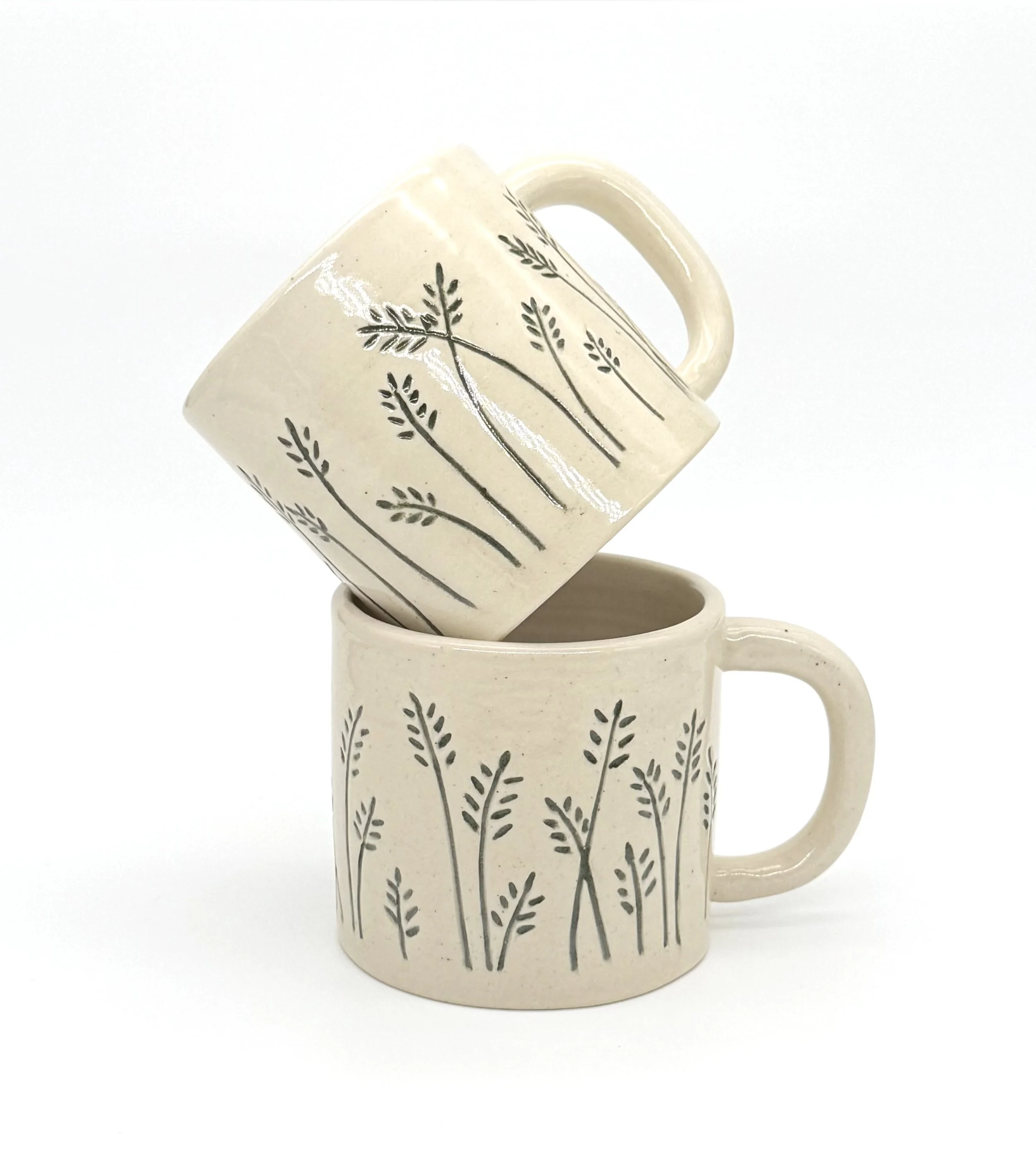 Creamy fern mugs