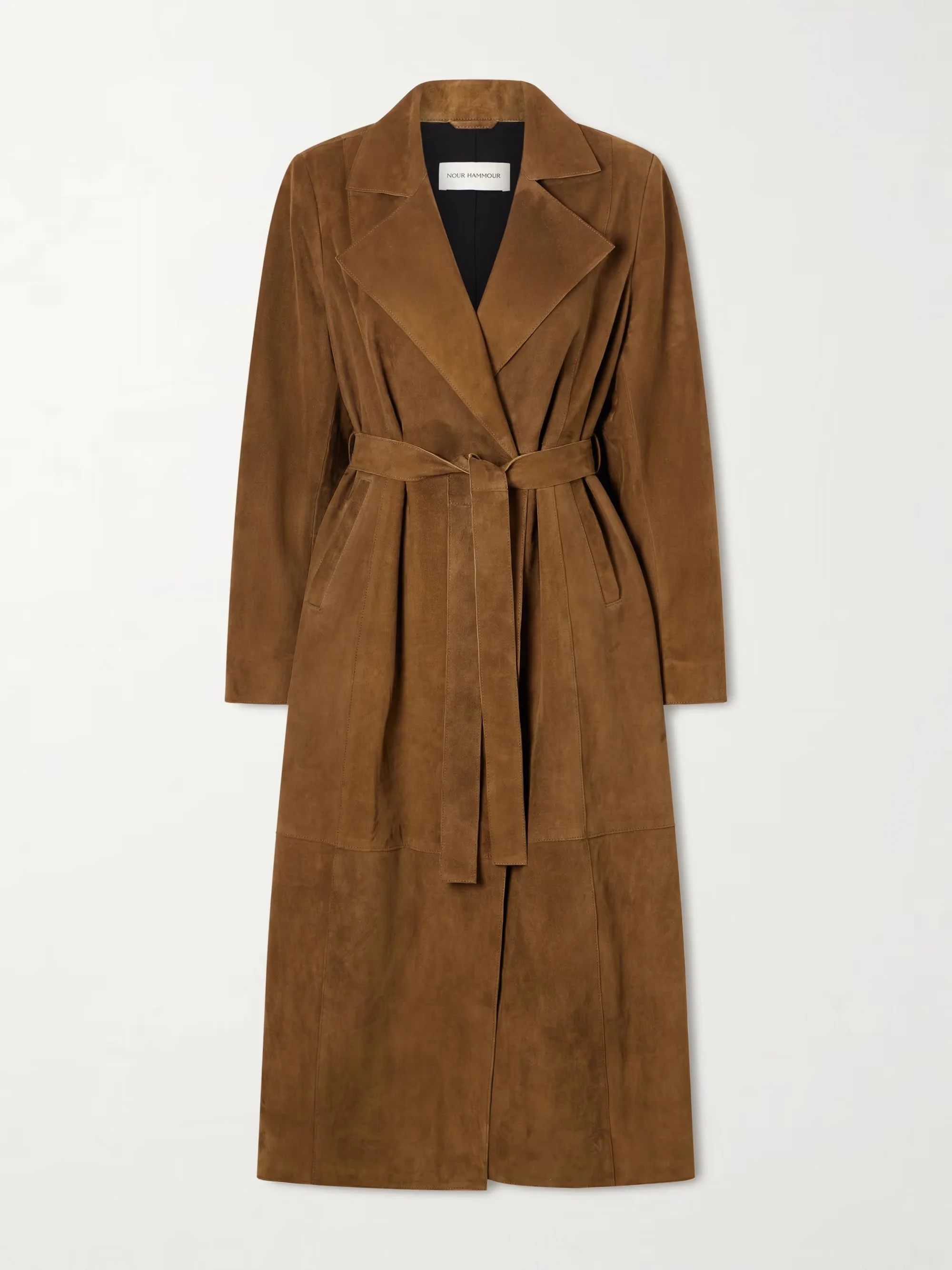 NOUR HAMMOUR - Winona belted suede long coat