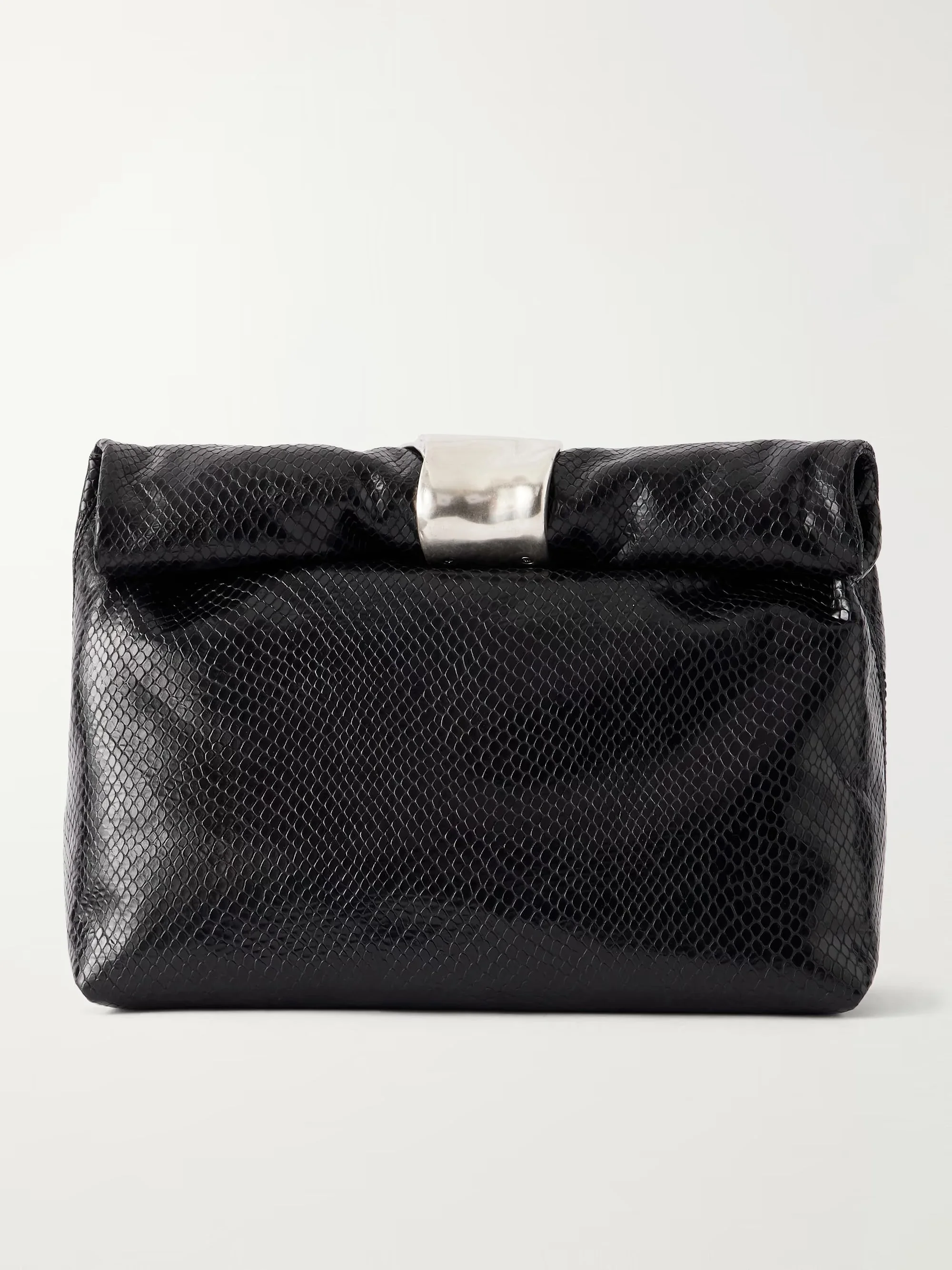 STAUD - Snake-effect leather clutch