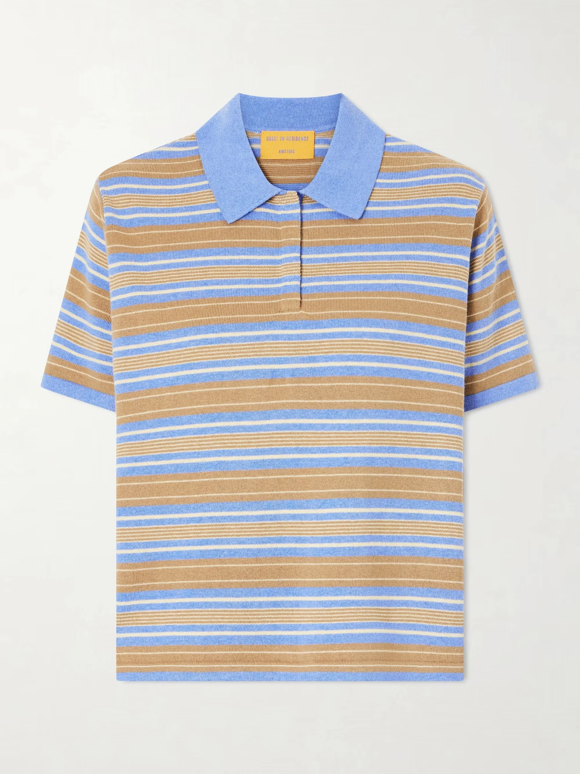 GUEST IN RESIDENCE - Striped cotton and cashmere-blend polo T-shirt
