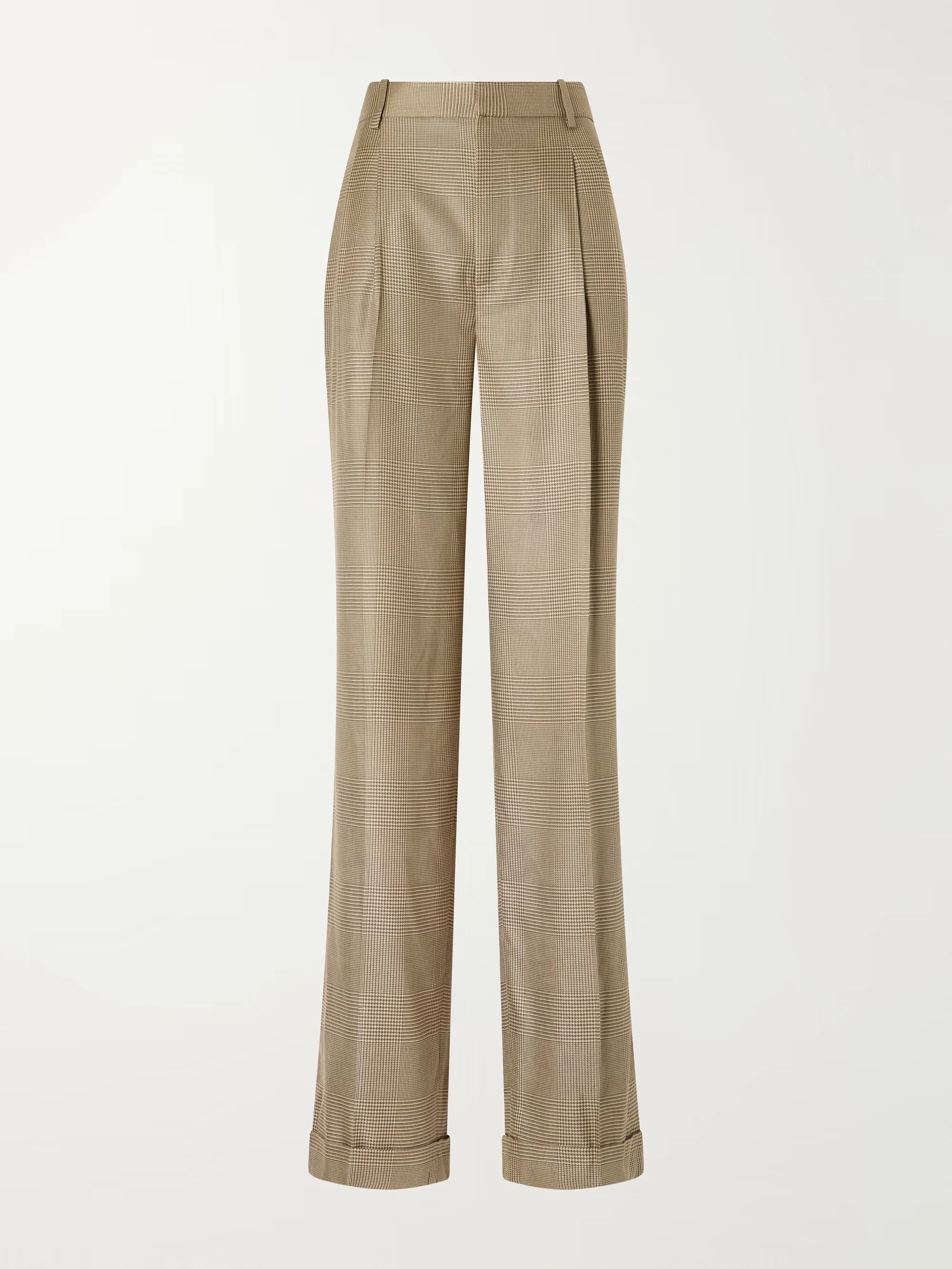 RALPH LAUREN COLLECTION - Timothy pleated Prince of Wales checked silk straight-leg pants