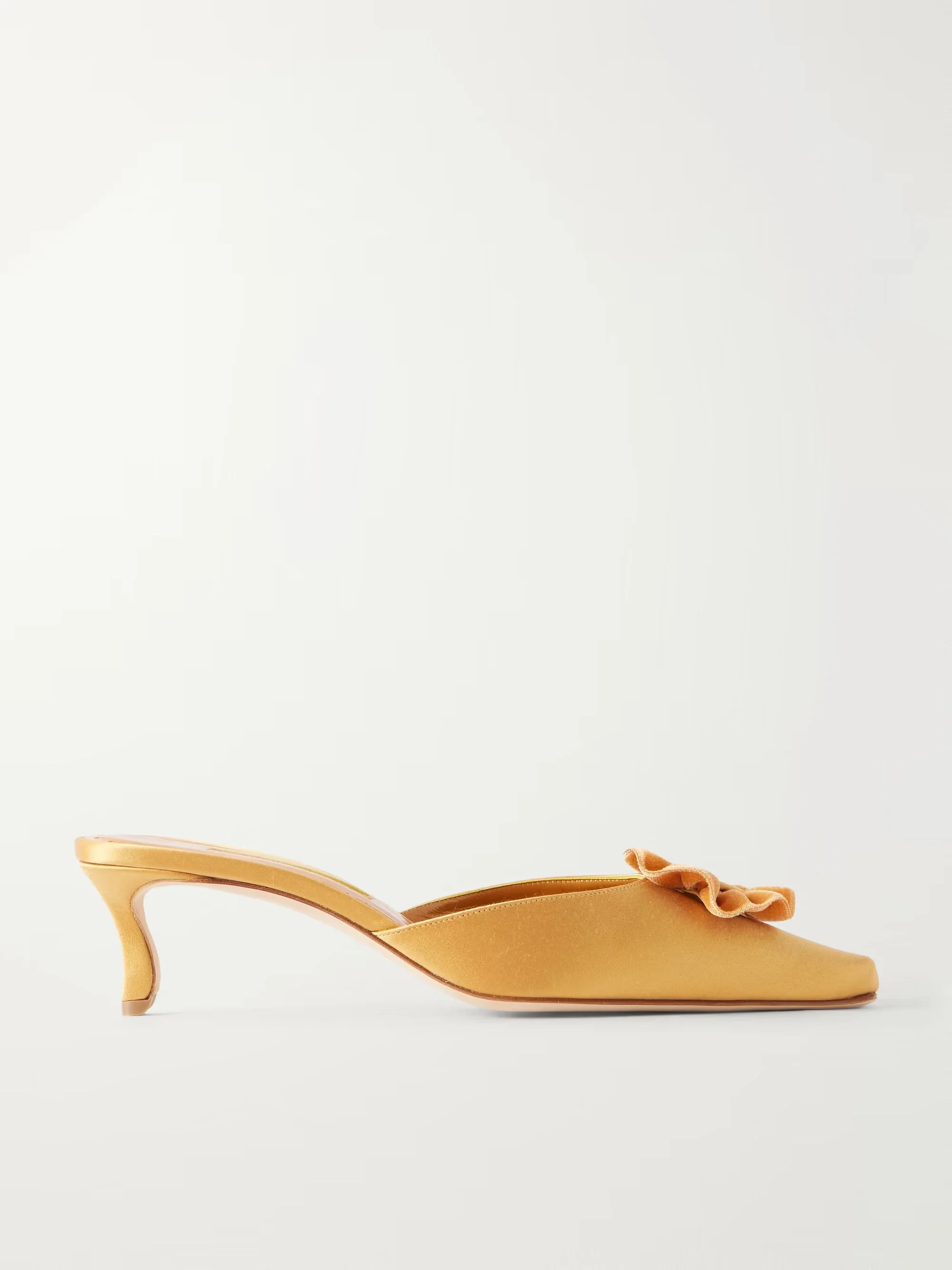 MANOLO BLAHNIK - Caulon 50 velvet-trimmed satin pumps