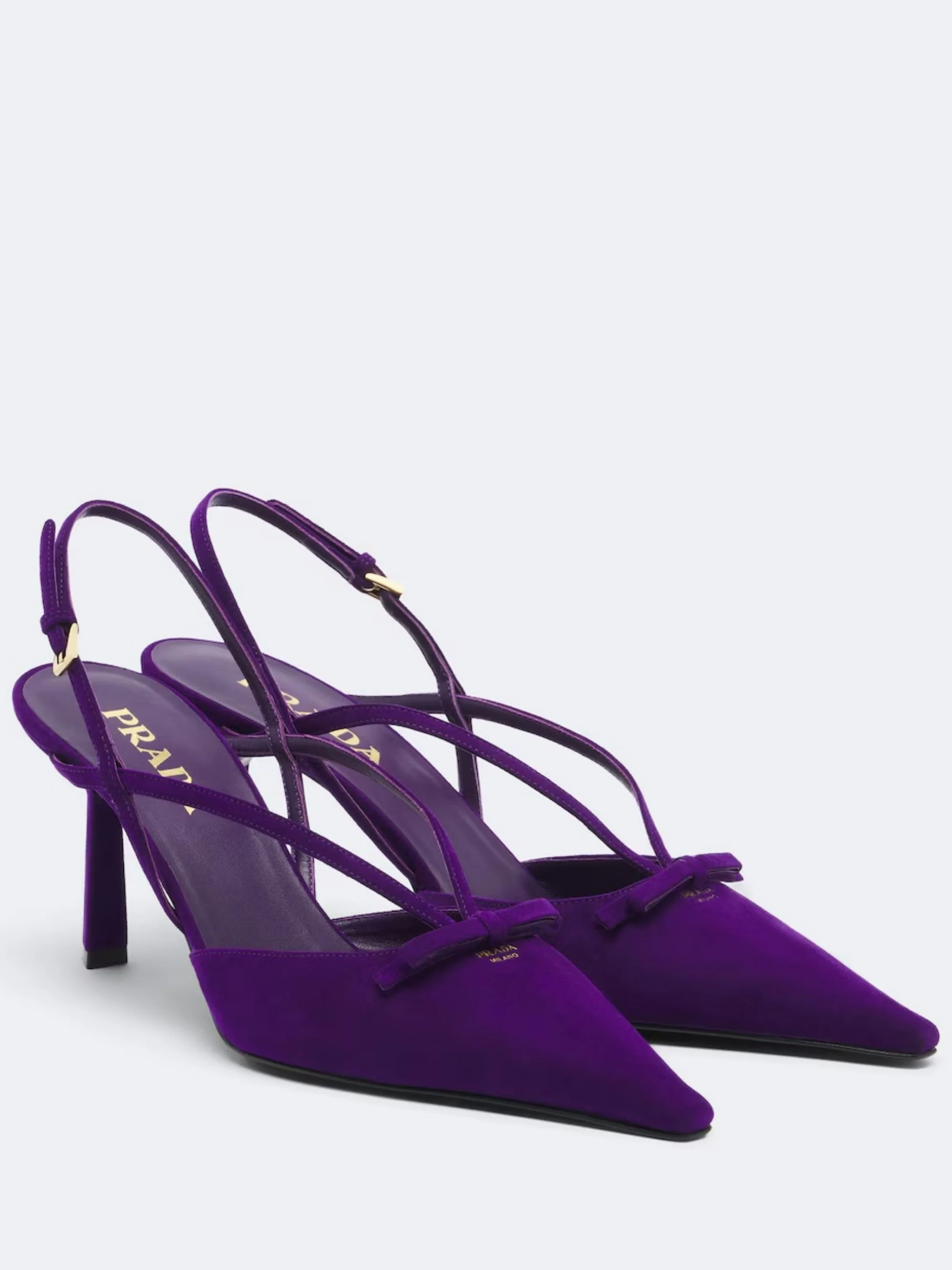 PRADA - Bow-detail suede slingback pumps