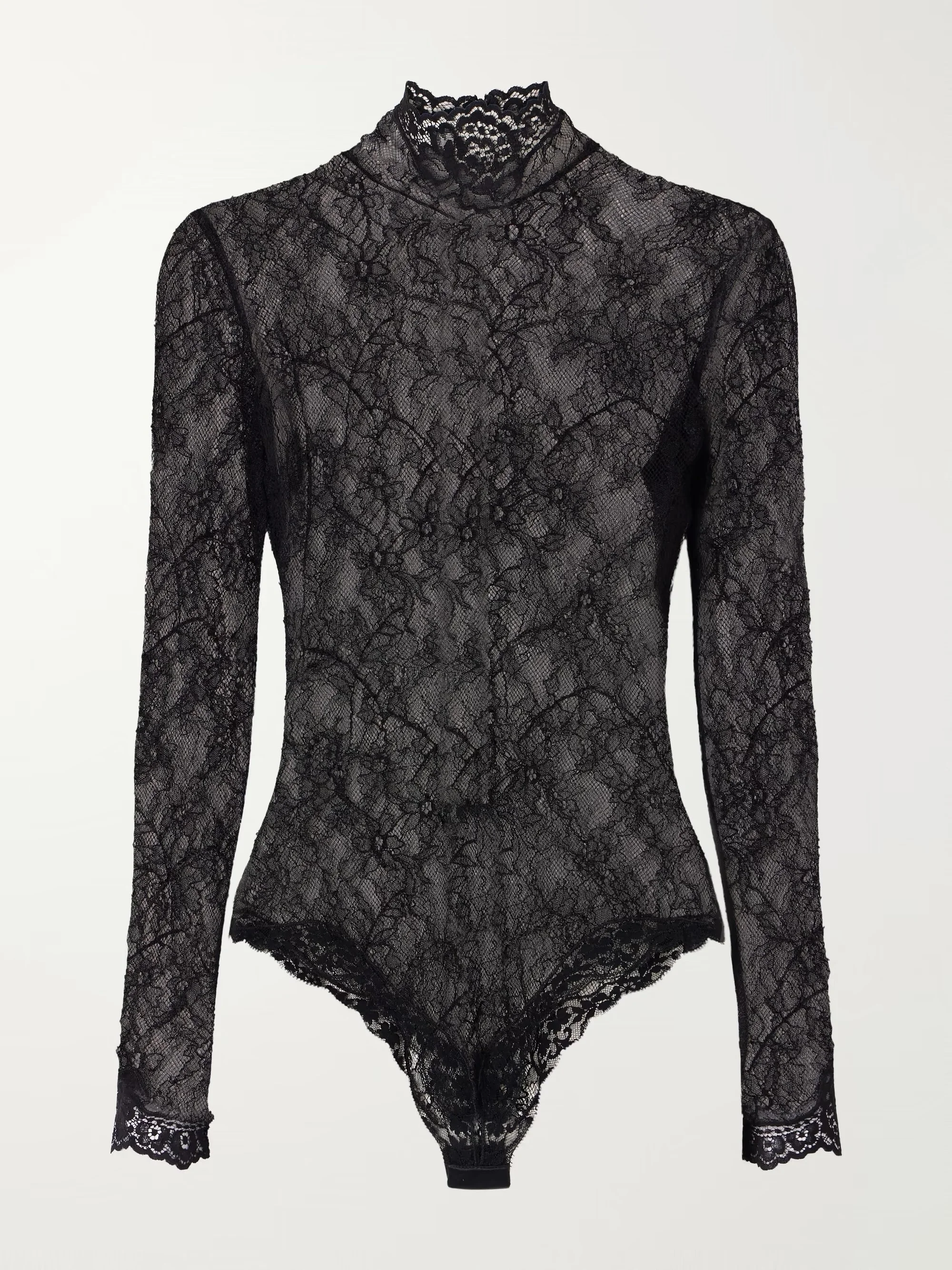 VALENTINO GARAVANI - Scalloped lace-jersey bodysuit
