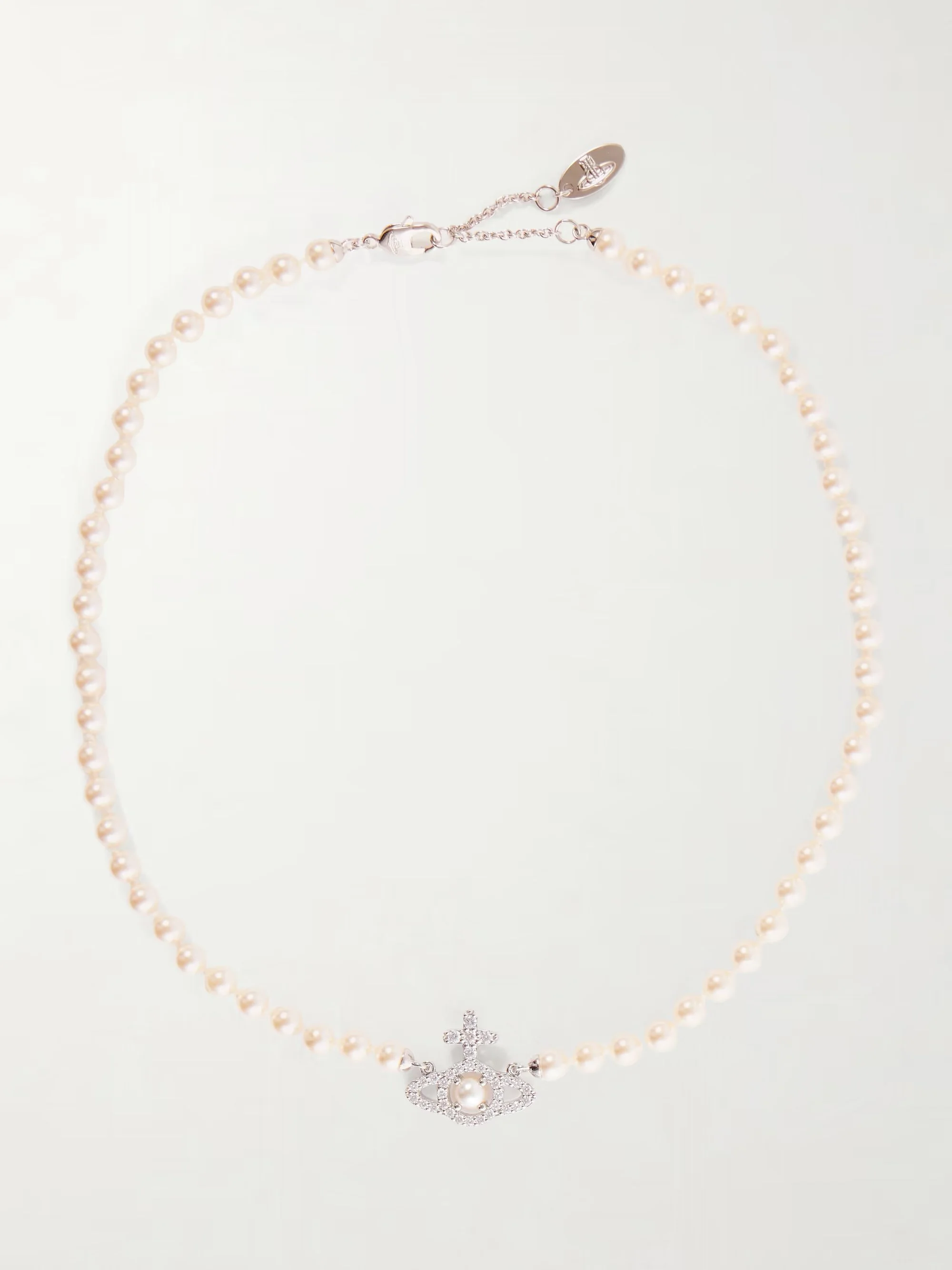 VIVIENNE WESTWOOD - Olympia platinum-tone crystal and pearl necklace