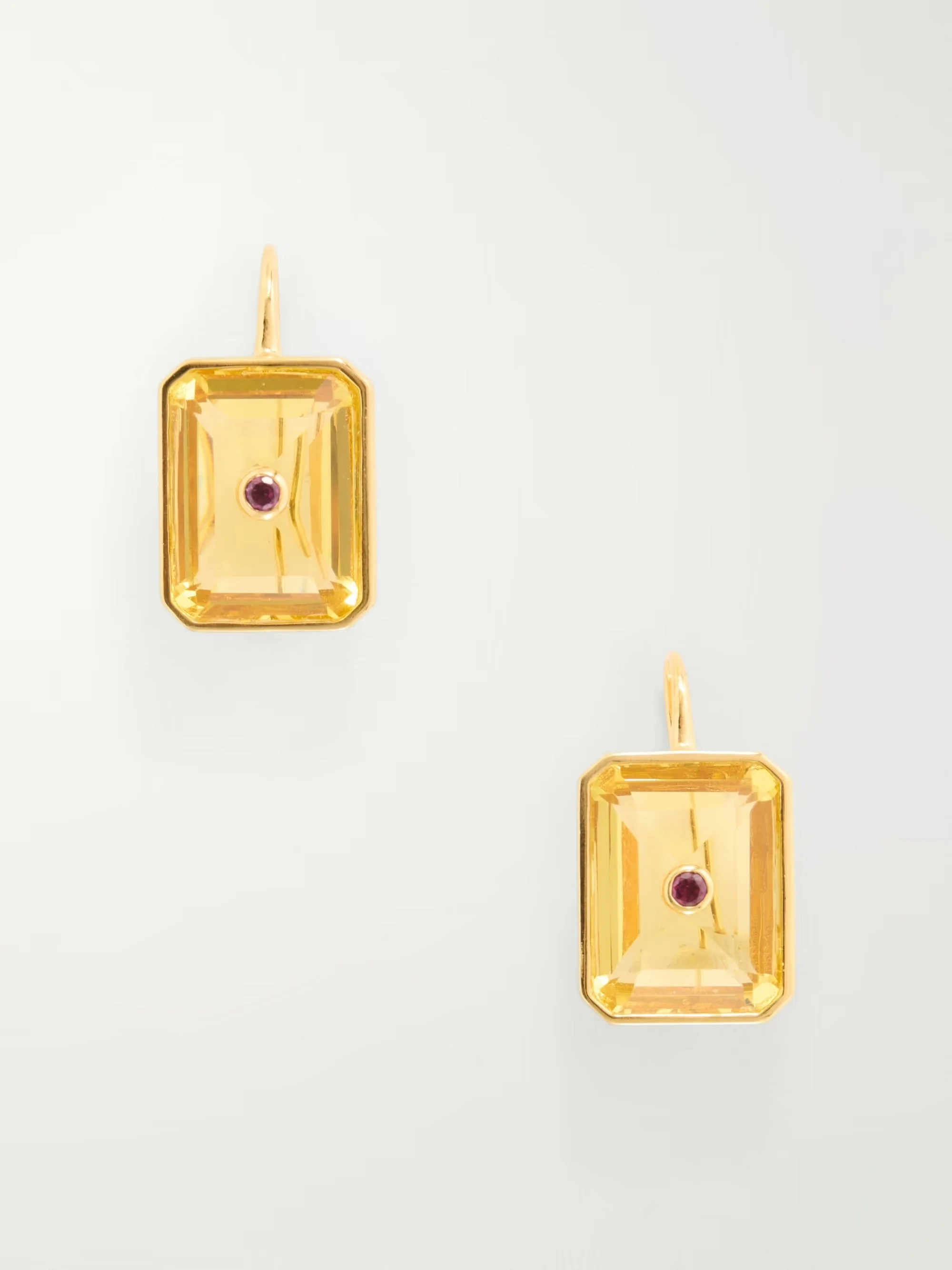 LIZZIE FORTUNATO - Tile gold-plated rhodolite and glass earrings