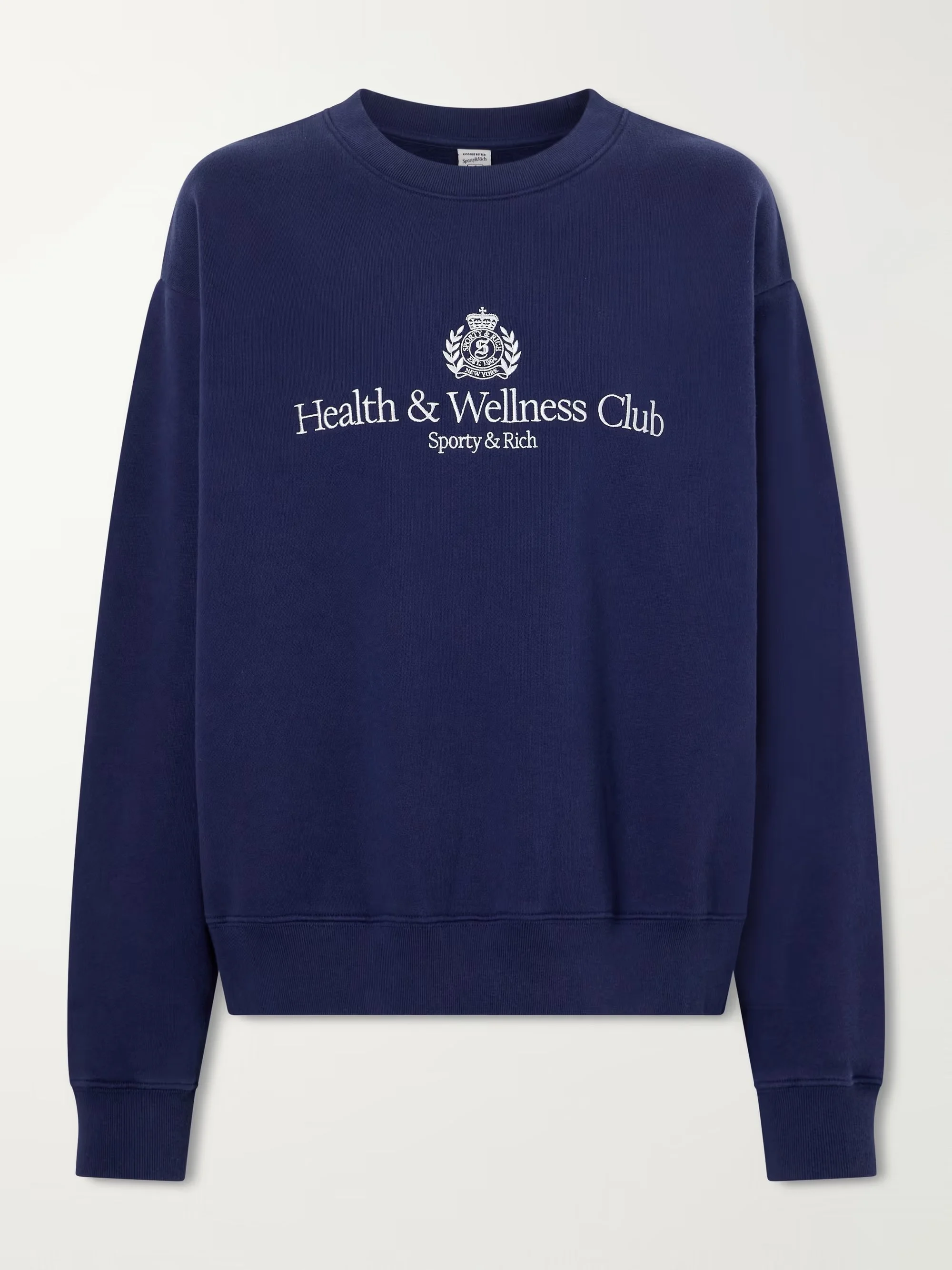 SPORTY & RICH - Logo-embroidered cotton-jersey sweatshirt